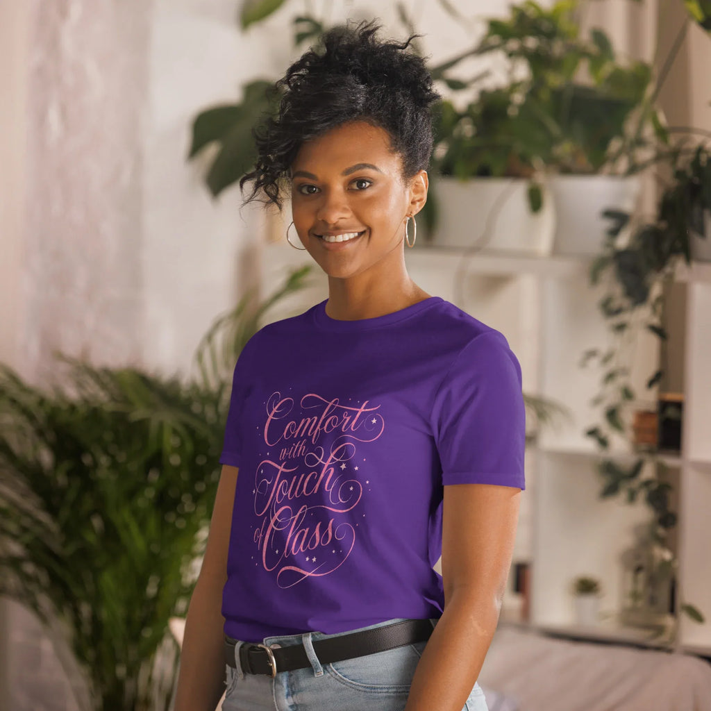 Short-Sleeve Women's T-Shirt | Comfort With Touch Of Class T-Shirt AwRans Clothing unisex-basic-softstyle-t-shirt-purple-left-front-67b05e83ec8c6