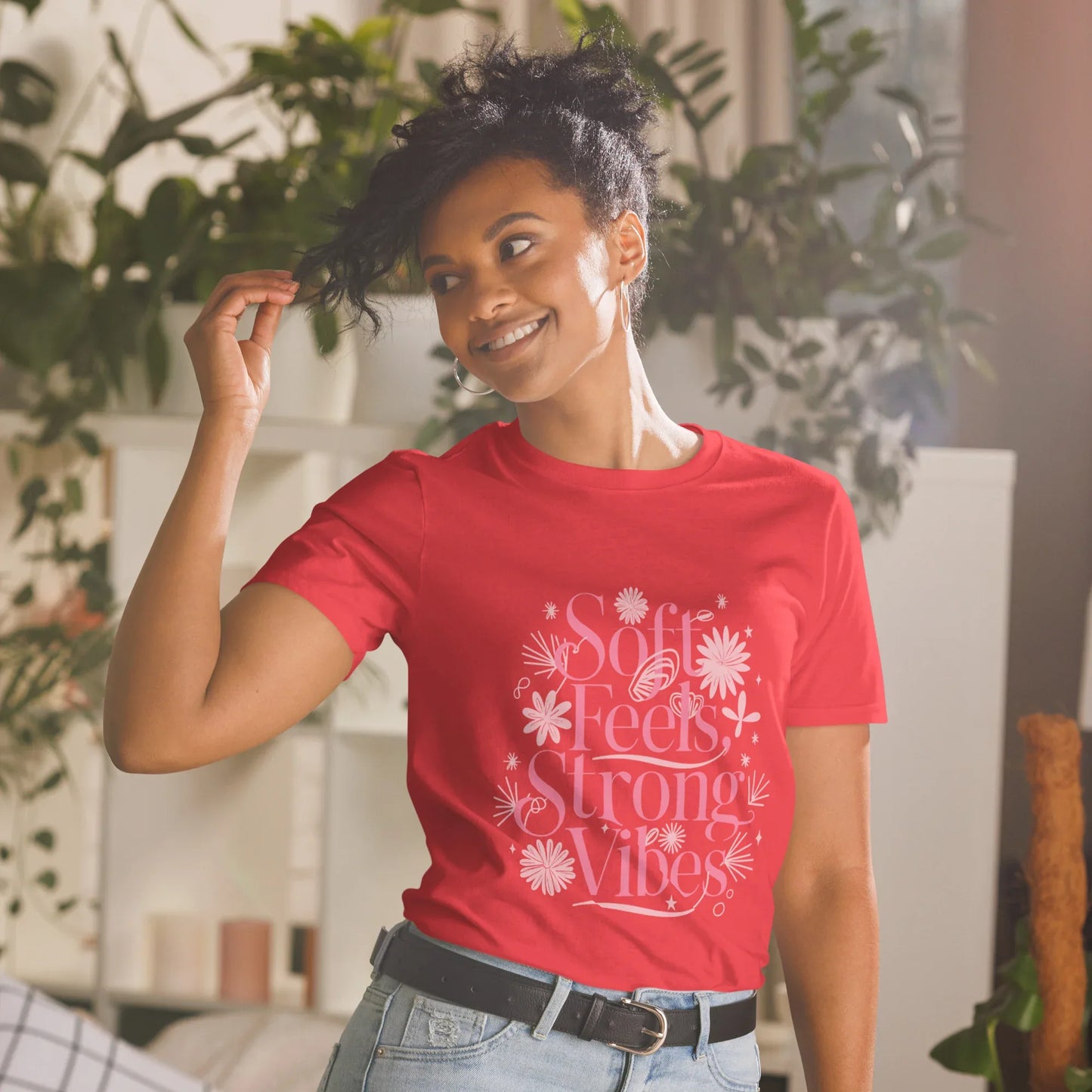 Short-Sleeve Women's T-Shirt | Soft Feels,Strong Vibes - AwRans Clothing