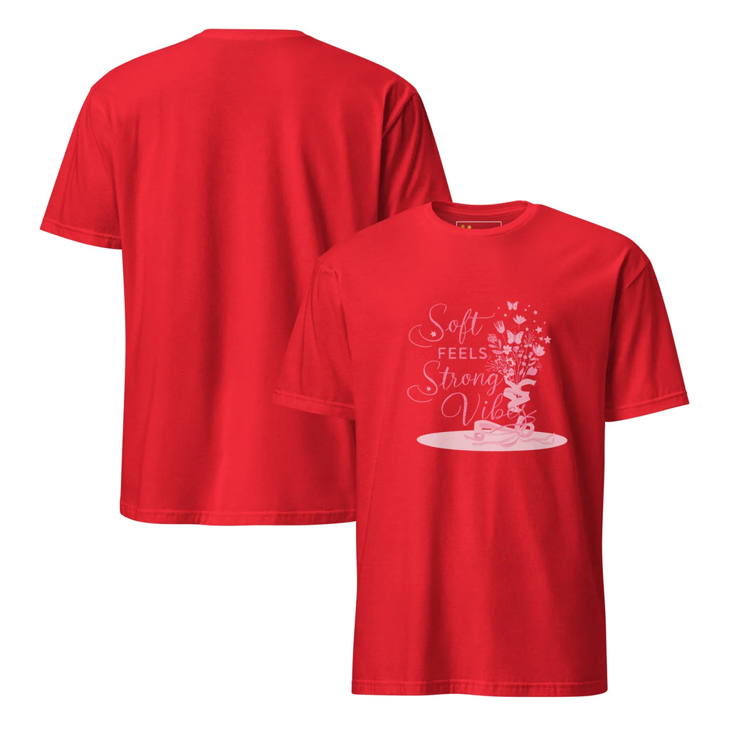 Short-Sleeve Women's T-Shirt | Soft Feels Strong Vibes T-Shirt AwRans Clothing unisex-basic-softstyle-t-shirt-red-front-and-back-67b051364e822