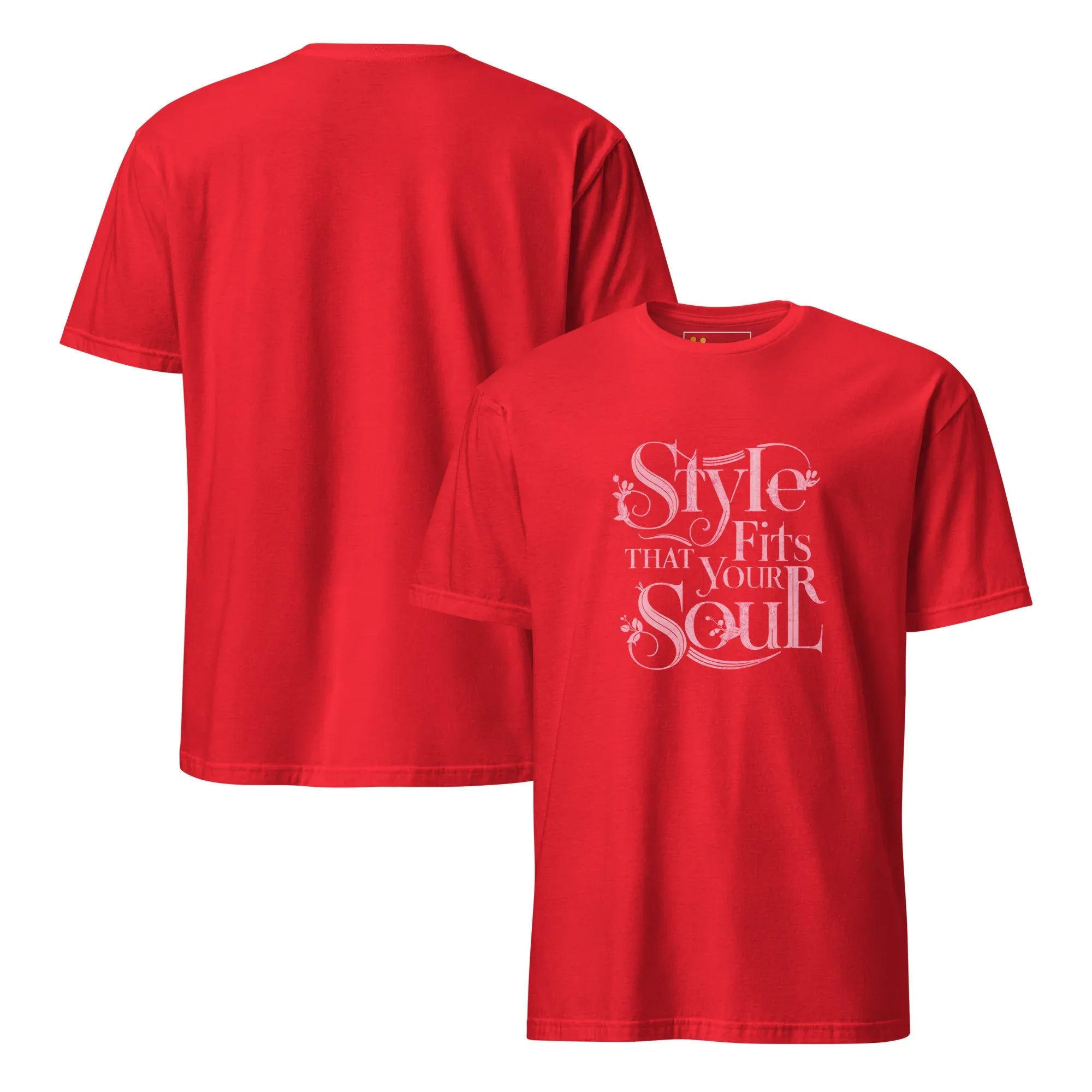 Short-Sleeve Women's T-Shirt | Style That Fits Your Soul T-Shirt AwRans Clothing unisex-basic-softstyle-t-shirt-red-front-and-back-67b052b2b155a