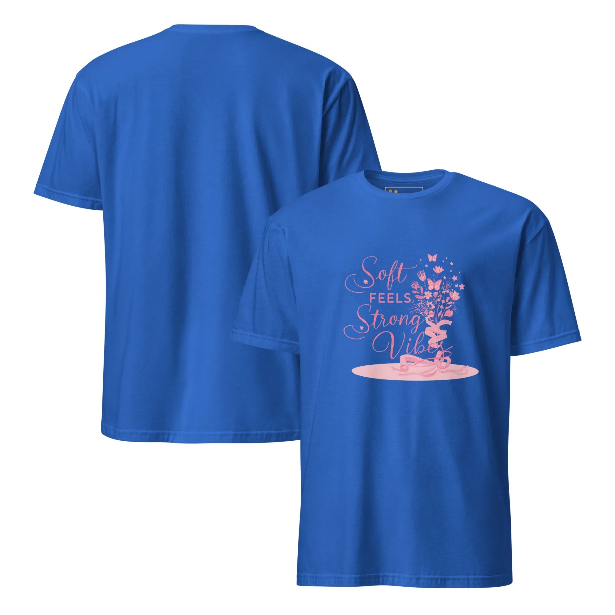 Short-Sleeve Women's T-Shirt | Soft Feels Strong Vibes T-Shirt AwRans Clothing unisex-basic-softstyle-t-shirt-royal-front-and-back-67b0513653971