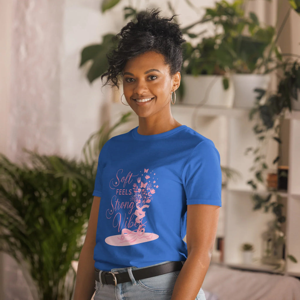 Short-Sleeve Women's T-Shirt | Soft Feels Strong Vibes T-Shirt AwRans Clothing unisex-basic-softstyle-t-shirt-royal-left-front-67b05136e2c89