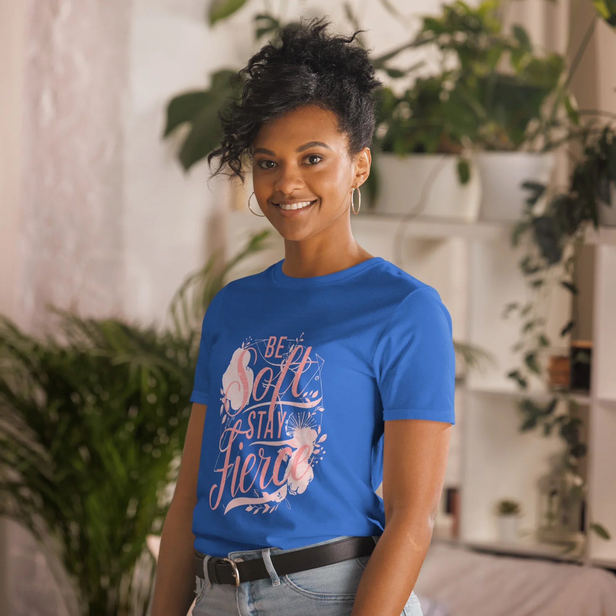 Short-Sleeve Women's T-Shirt | Be Soft Stay Fierce T-Shirt AwRans Clothing unisex-basic-softstyle-t-shirt-royal-left-front-67b059d75f81a
