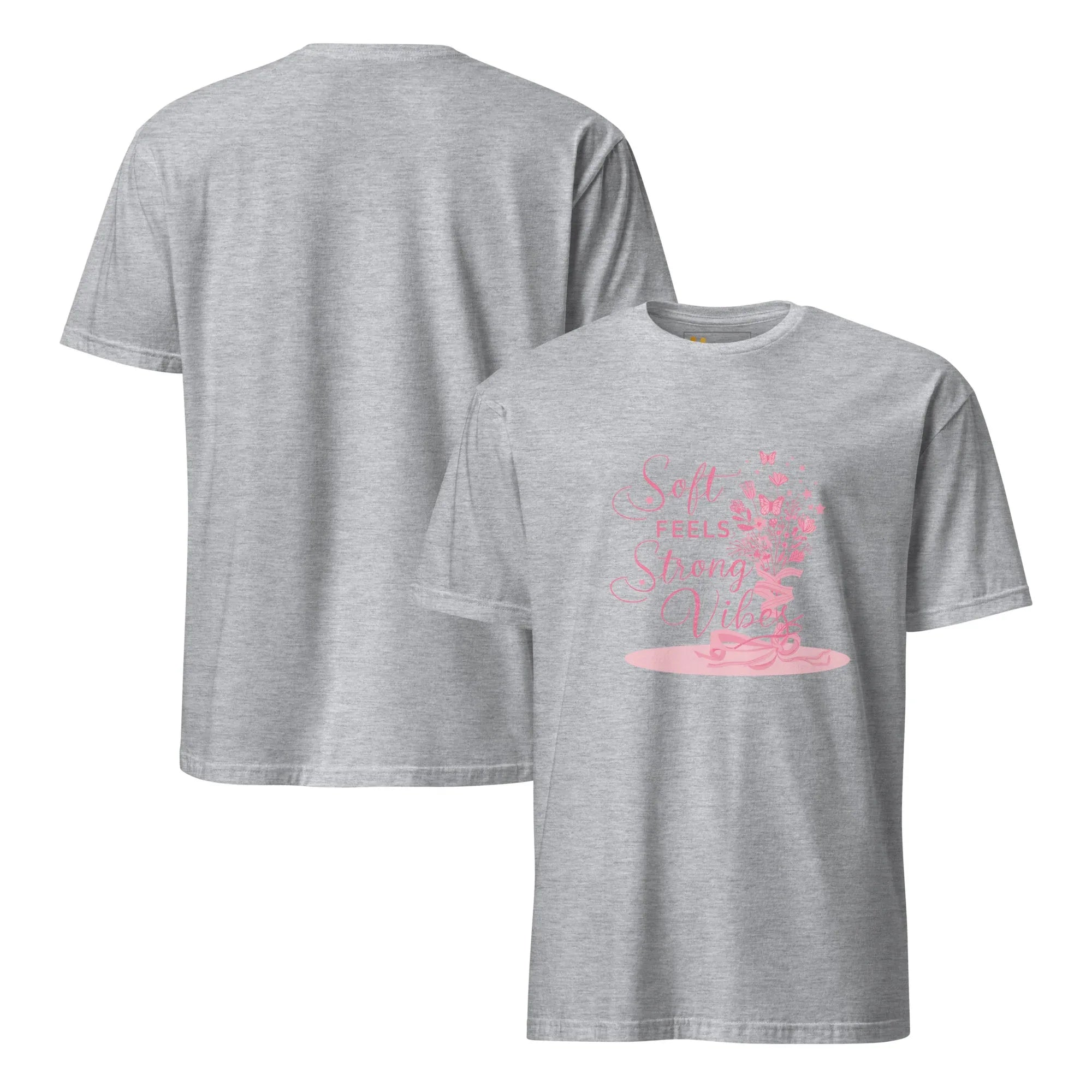 Short-Sleeve Women's T-Shirt | Soft Feels Strong Vibes T-Shirt AwRans Clothing unisex-basic-softstyle-t-shirt-sport-grey-front-and-back-67b0513692574