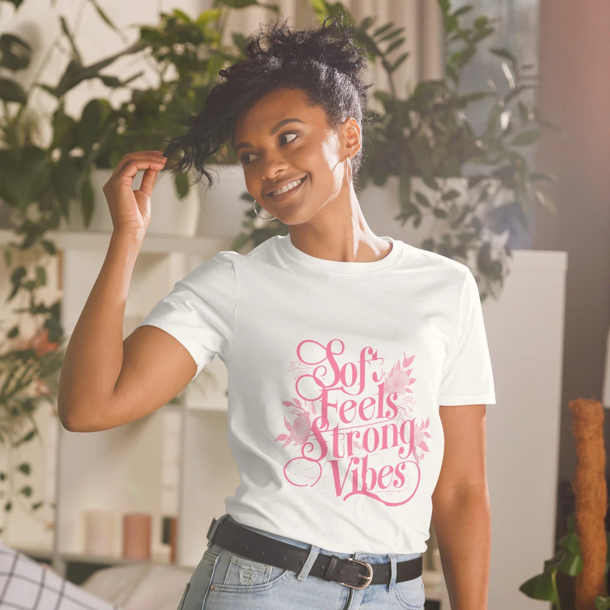 Short-Sleeve Women's T-Shirt | Soft Feels Strong Vibes - AwRans Clothing