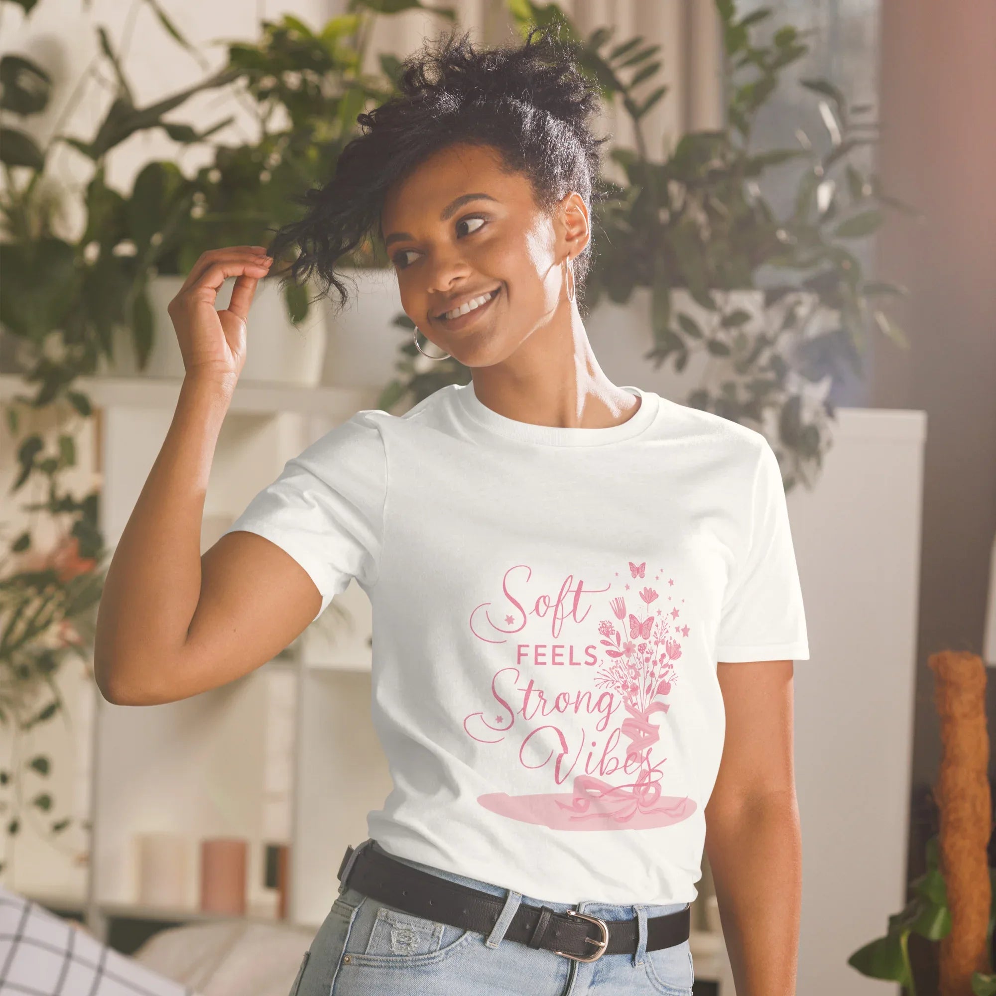 Short-Sleeve Women's T-Shirt | Soft Feels Strong Vibes - AwRans Clothing