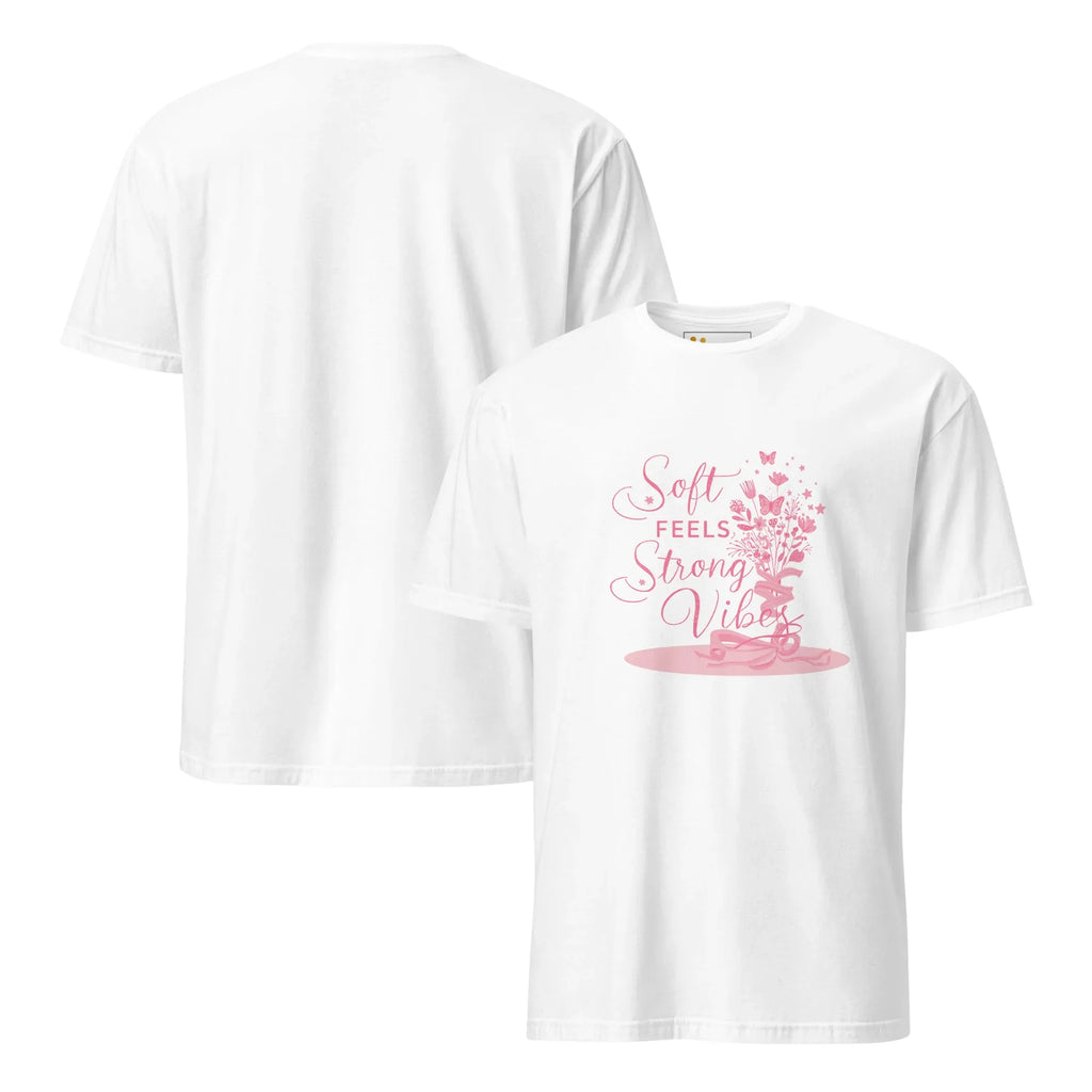 Short-Sleeve Women's T-Shirt | Soft Feels Strong Vibes T-Shirt AwRans Clothing unisex-basic-softstyle-t-shirt-white-front-and-back-67b05136a802c