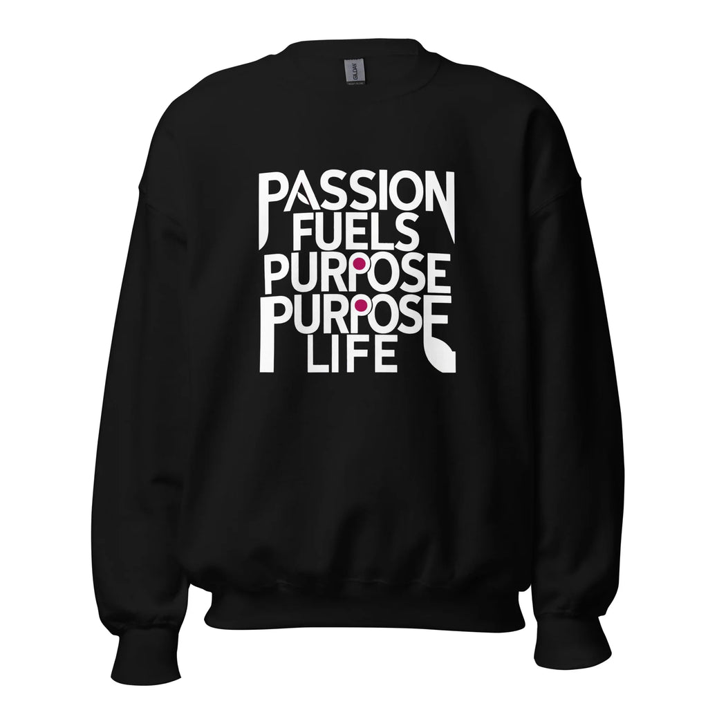 Unisex | Passion Fuels Purpose - Sweatshirt Black Sweatshirt AwRans Clothing unisex-crew-neck-sweatshirt-black-front-6750f13097cf4