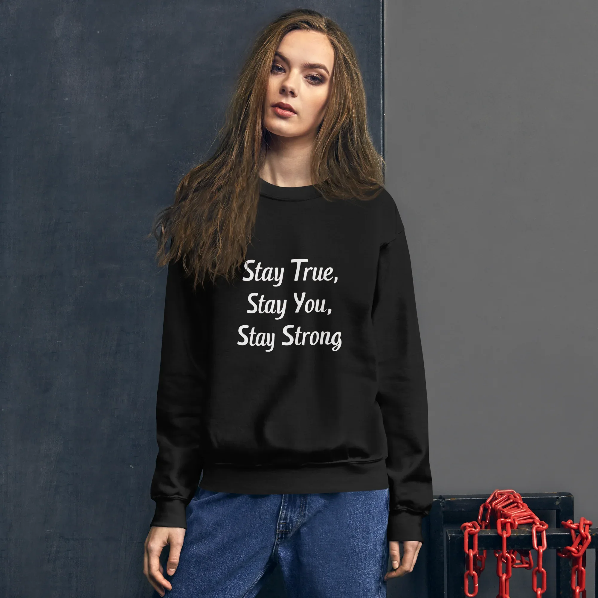 Unisex | Stay True, Stay You, Stay Strong - Sweatshirt Sweatshirt AwRans Clothing unisex-crew-neck-sweatshirt-black-front-67518d83ed223