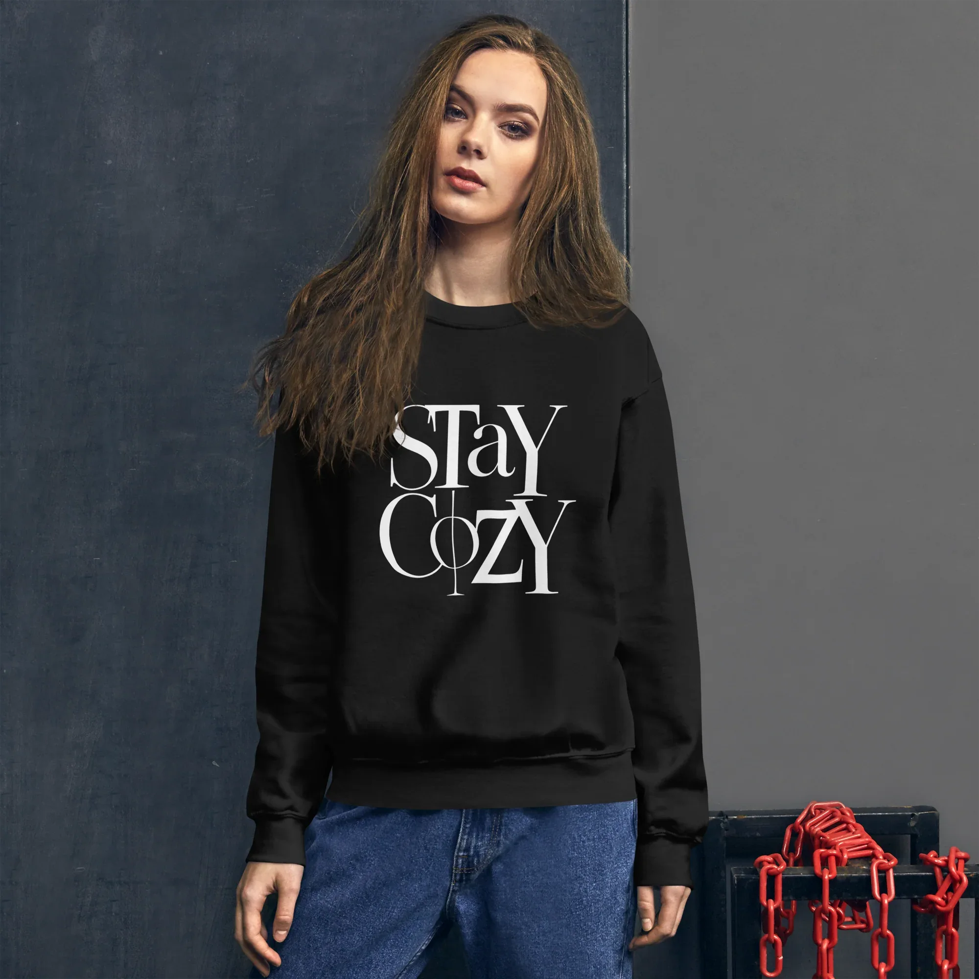 Unisex | Stay Cozy - Sweatshirt Sweatshirt AwRans Clothing unisex-crew-neck-sweatshirt-black-front-67519330b8500