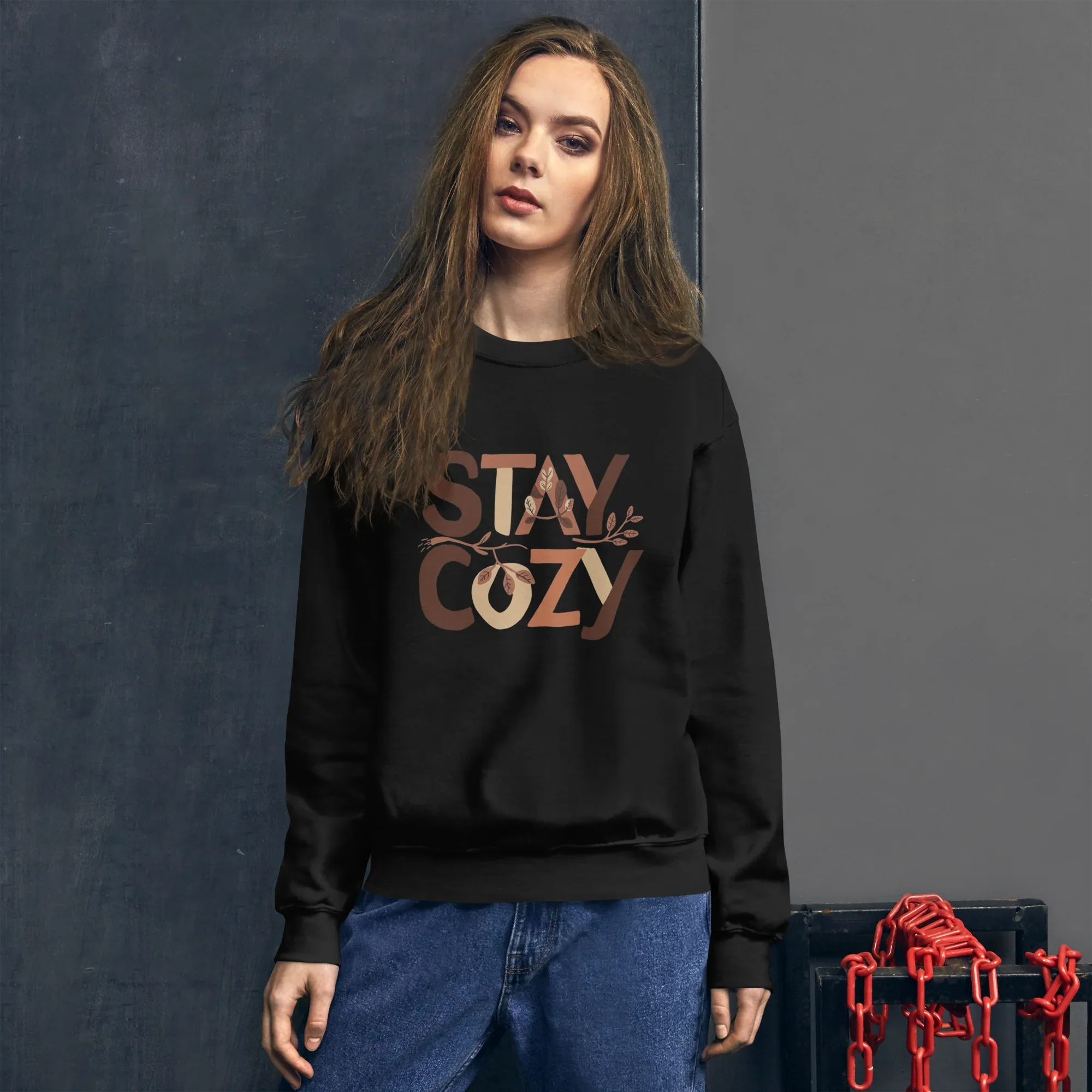 Unisex | Stay Cozy - Sweatshirt Sweatshirt AwRans Clothing unisex-crew-neck-sweatshirt-black-front-675194183371f