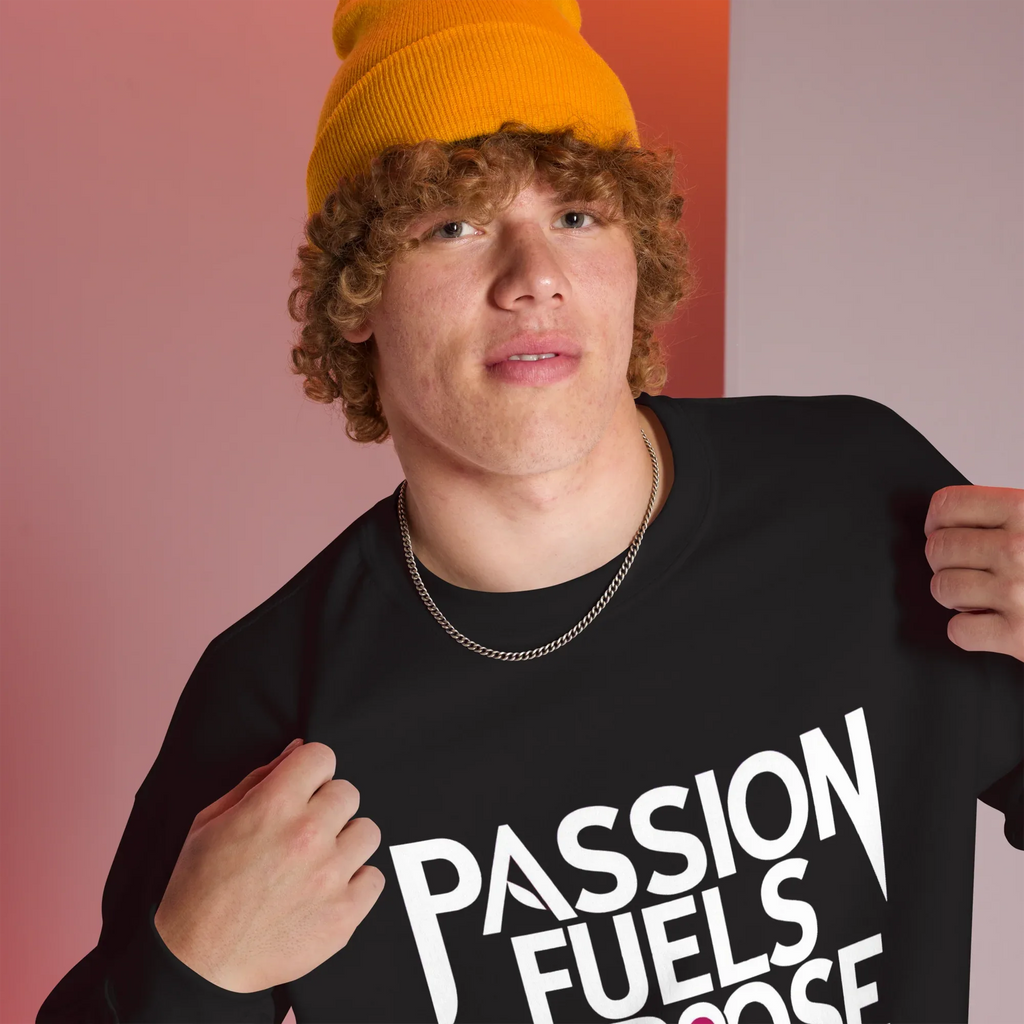 Unisex | Passion Fuels Purpose - Sweatshirt Sweatshirt AwRans Clothing unisex-crew-neck-sweatshirt-black-right-front-675196d385913