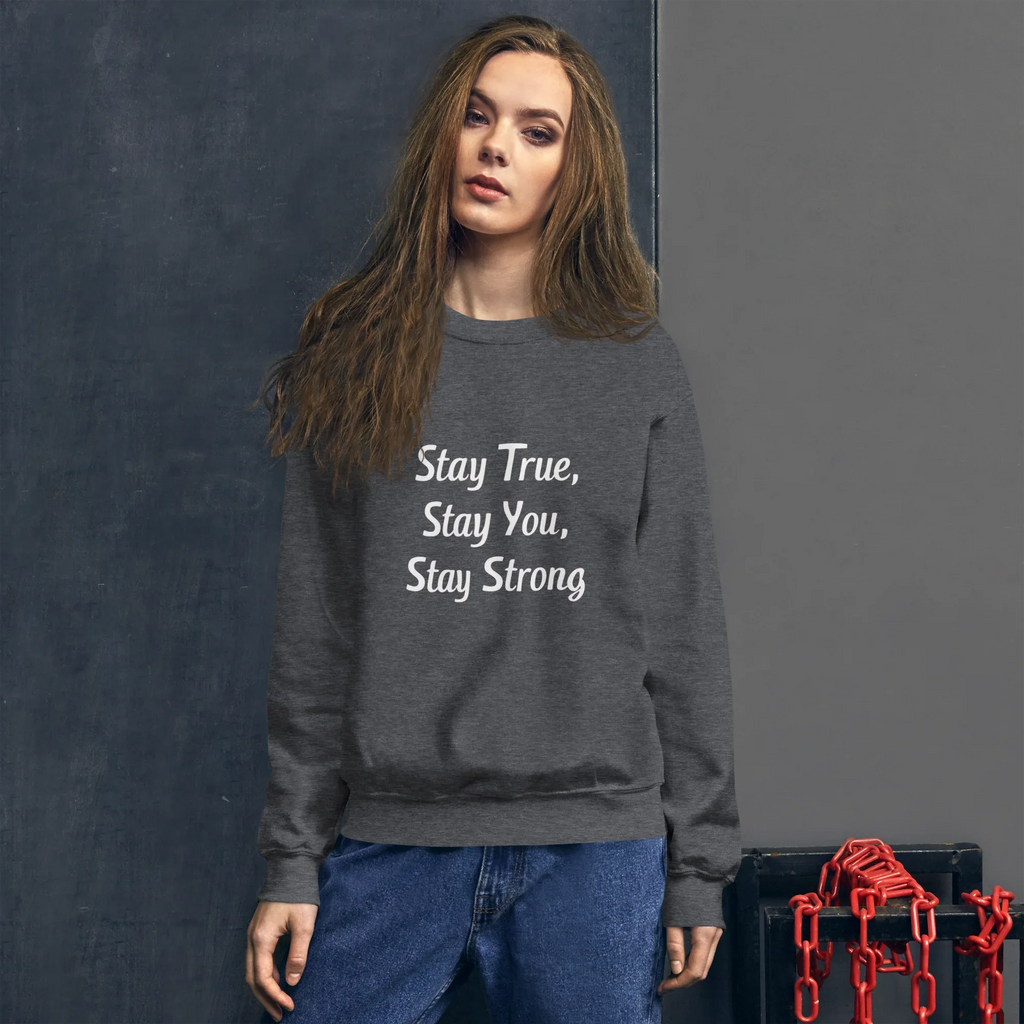 Unisex | Stay True, Stay You, Stay Strong - Sweatshirt Sweatshirt AwRans Clothing unisex-crew-neck-sweatshirt-dark-heather-front-67518d8452822