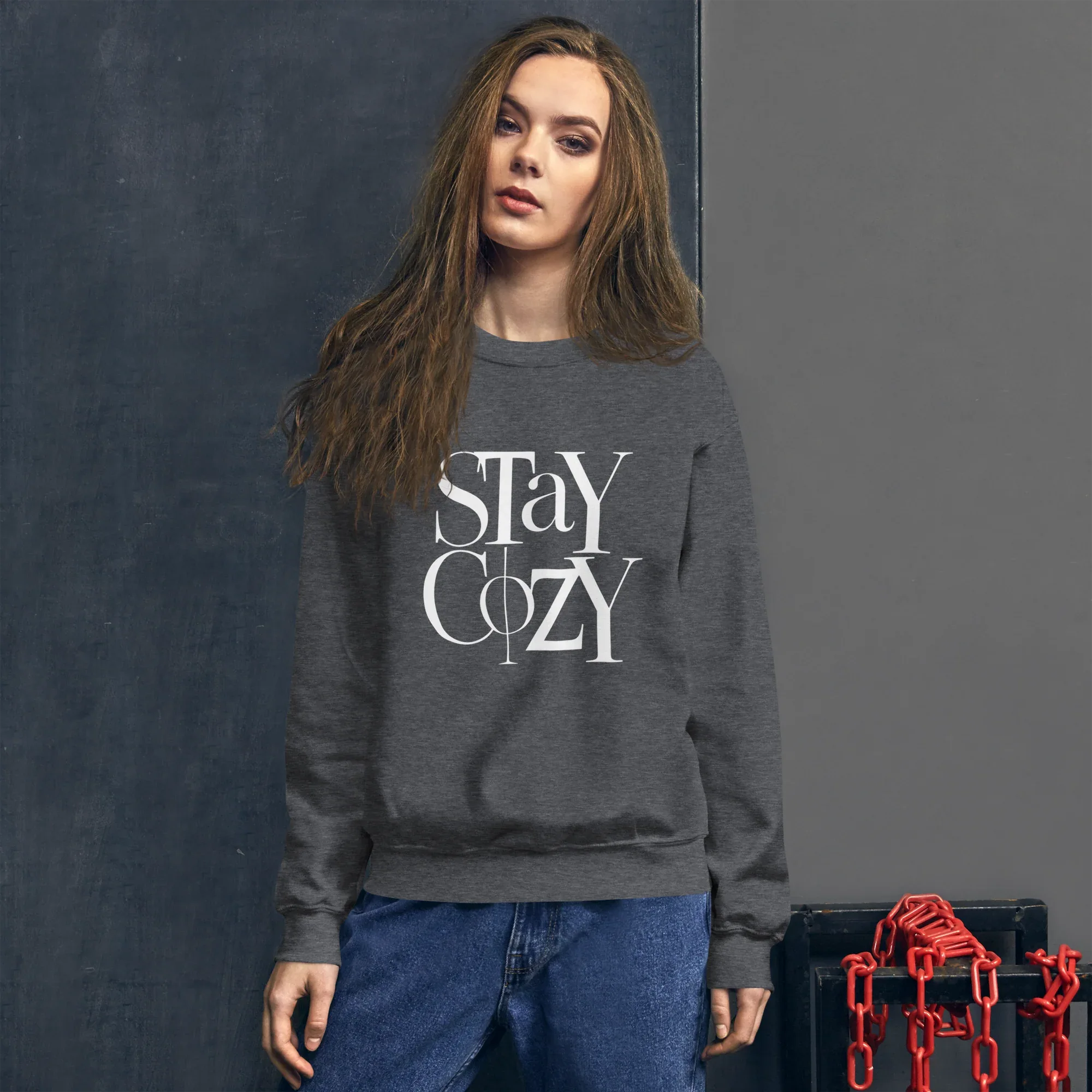 Unisex | Stay Cozy - Sweatshirt Sweatshirt AwRans Clothing unisex-crew-neck-sweatshirt-dark-heather-front-675193311eb90