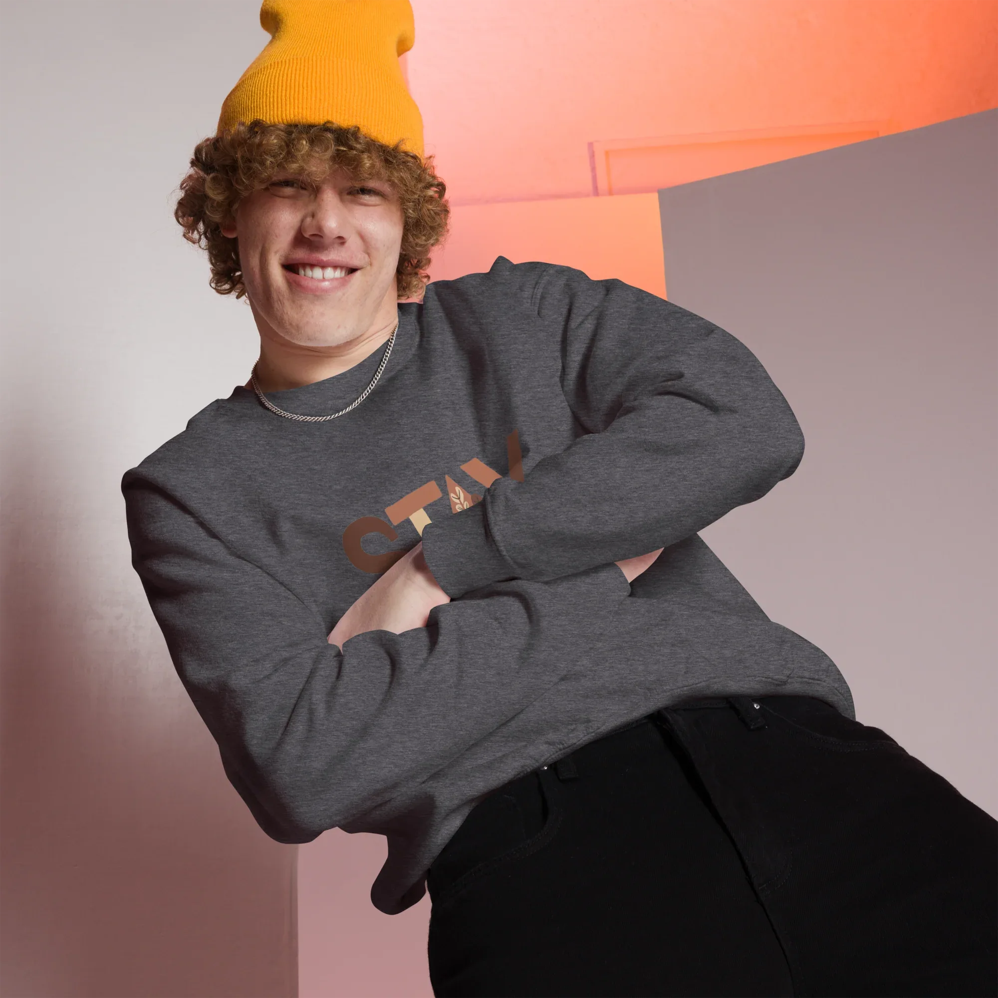 Unisex | Stay Cozy - Sweatshirt Sweatshirt AwRans Clothing unisex-crew-neck-sweatshirt-dark-heather-front-675194188e815