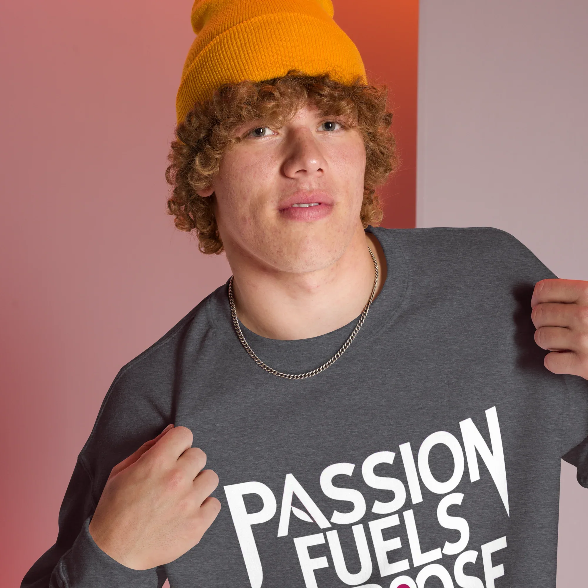 Unisex | Passion Fuels Purpose - Sweatshirt Sweatshirt AwRans Clothing unisex-crew-neck-sweatshirt-dark-heather-right-front-675196d3e9988