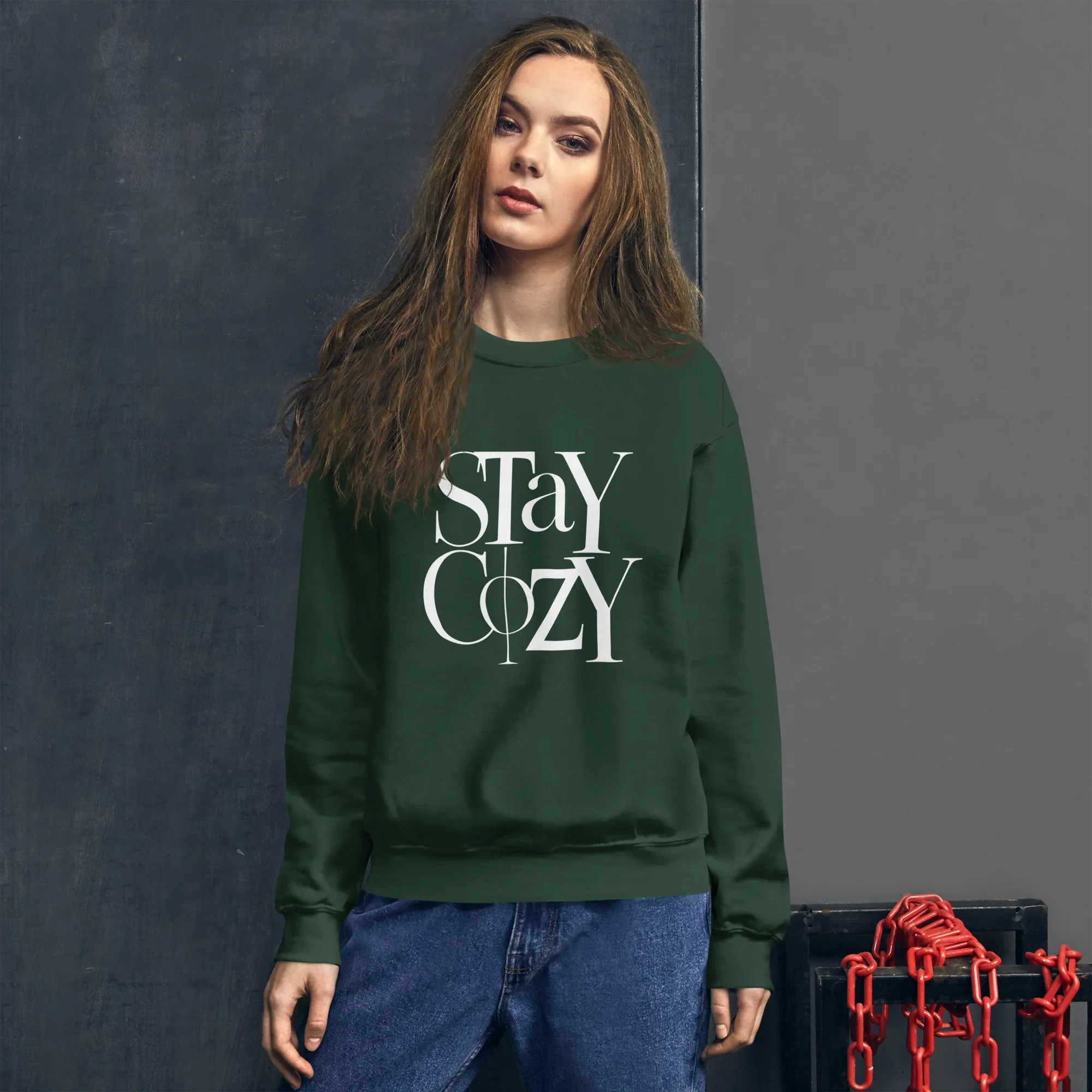 Unisex | Stay Cozy - Sweatshirt Sweatshirt AwRans Clothing unisex-crew-neck-sweatshirt-forest-green-front-67519330db78a