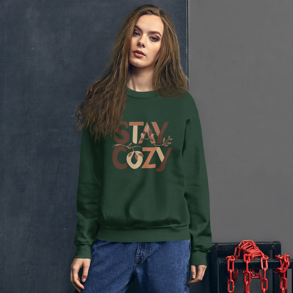 Unisex | Stay Cozy - Sweatshirt Sweatshirt AwRans Clothing unisex-crew-neck-sweatshirt-forest-green-front-6751941854397