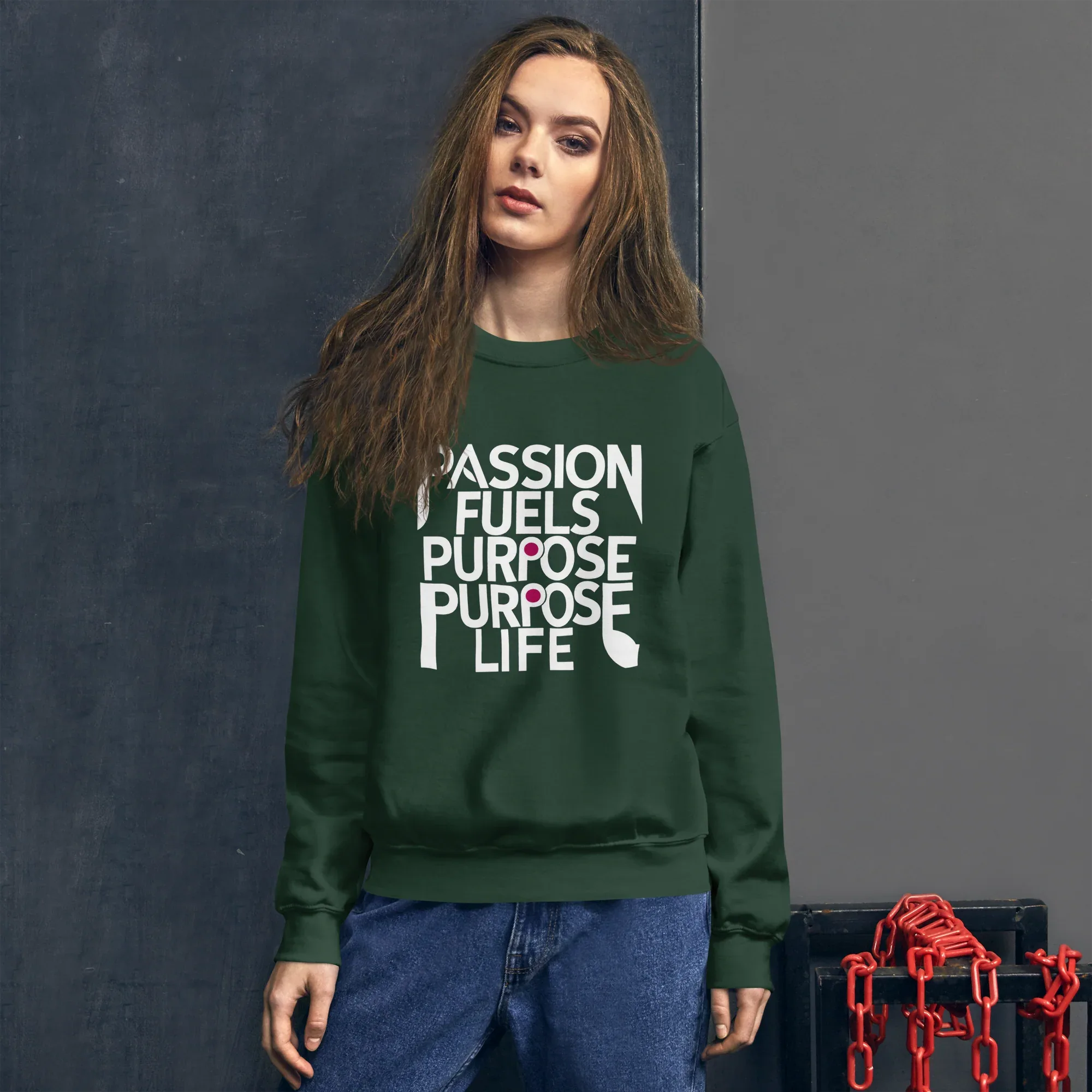 Unisex | Passion Fuels Purpose - Sweatshirt Sweatshirt AwRans Clothing unisex-crew-neck-sweatshirt-forest-green-front-675196d39f1fd