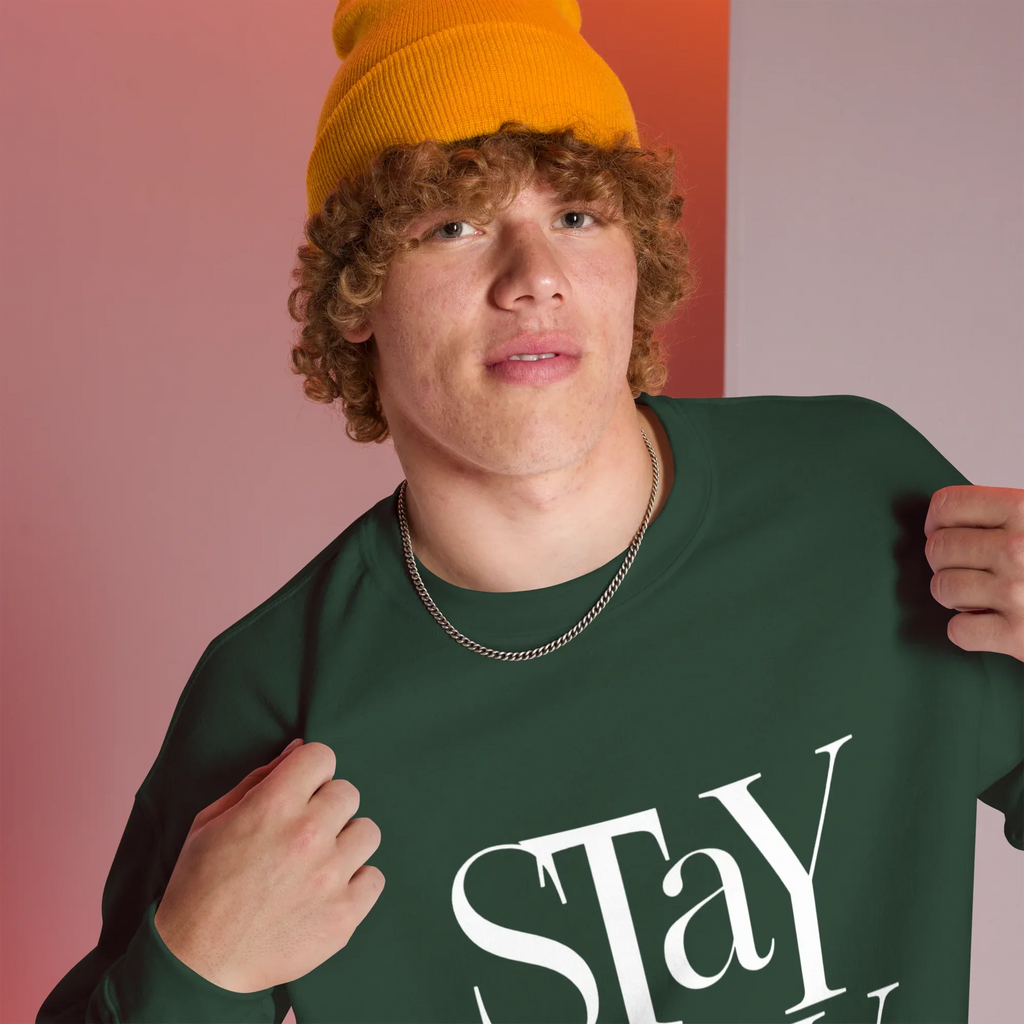 Unisex | Stay Cozy - Sweatshirt Sweatshirt AwRans Clothing unisex-crew-neck-sweatshirt-forest-green-right-front-67519330e92e4