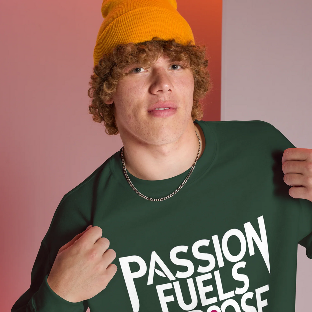 Unisex | Passion Fuels Purpose - Sweatshirt Sweatshirt AwRans Clothing unisex-crew-neck-sweatshirt-forest-green-right-front-675196d3ac3fc