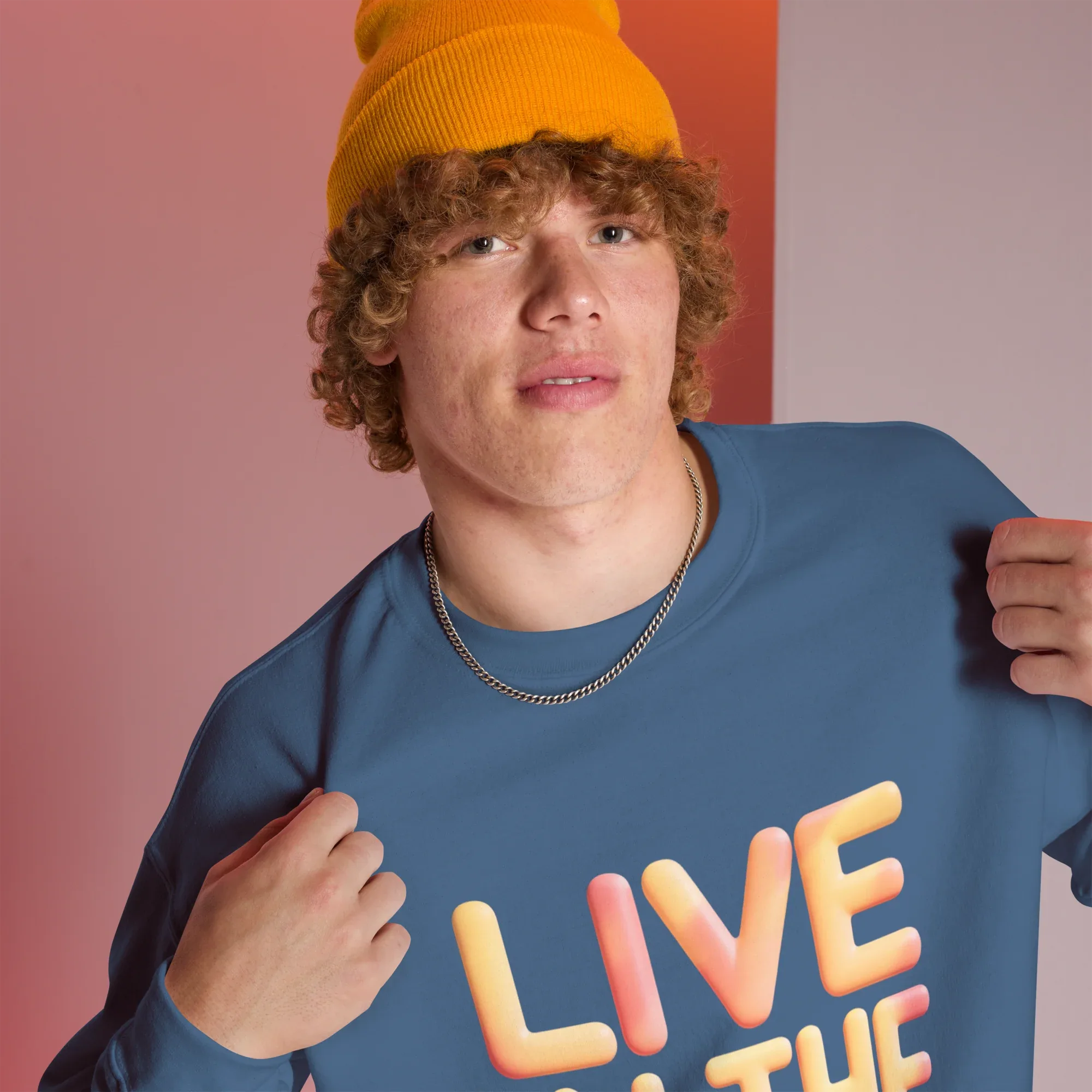 Unisex | Live In The Moment Sweatshirt Sweatshirt AwRans Clothing unisex-crew-neck-sweatshirt-indigo-blue-right-front-67519101ec3a0