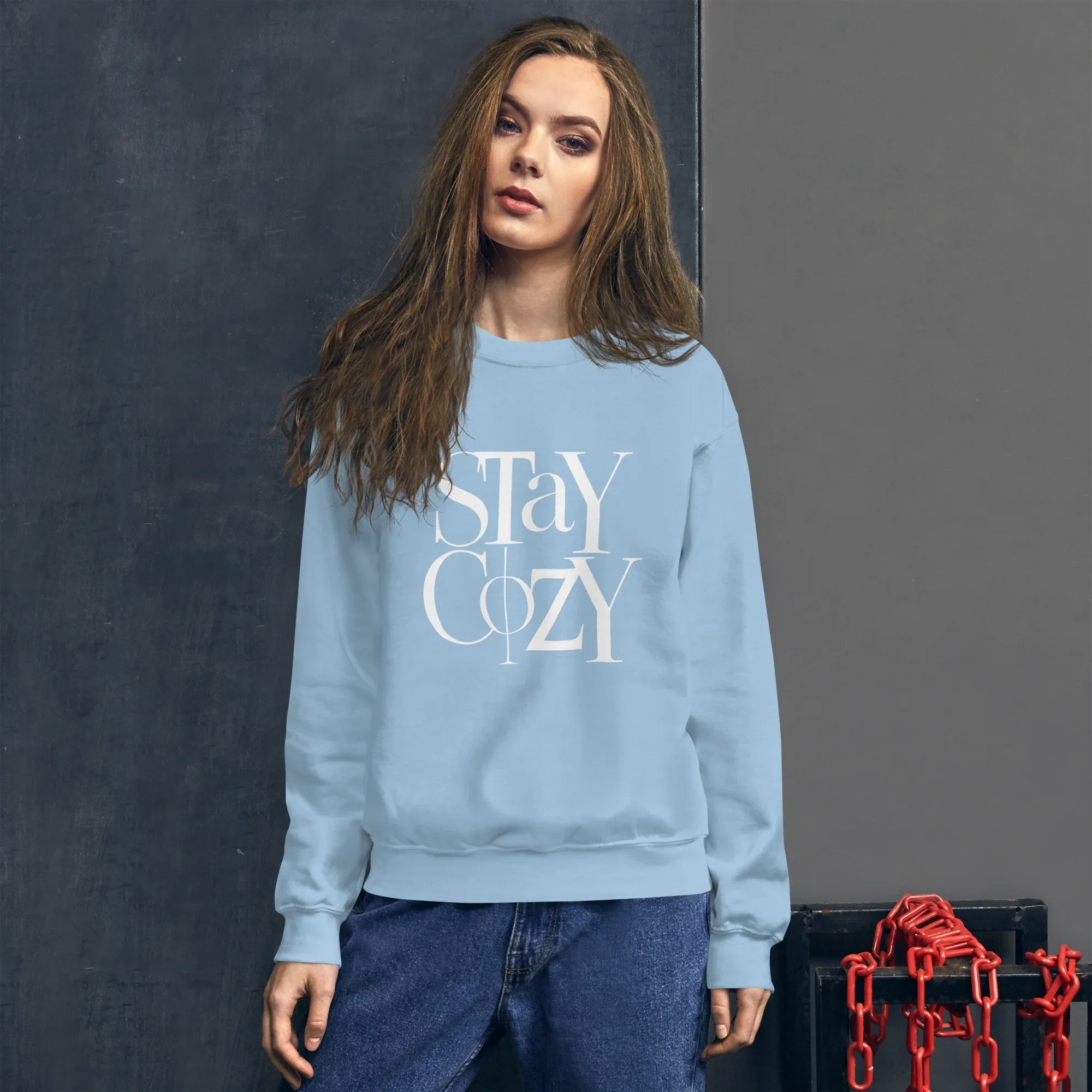 Unisex | Stay Cozy - Sweatshirt Sweatshirt AwRans Clothing unisex-crew-neck-sweatshirt-light-blue-front-67519331e151b