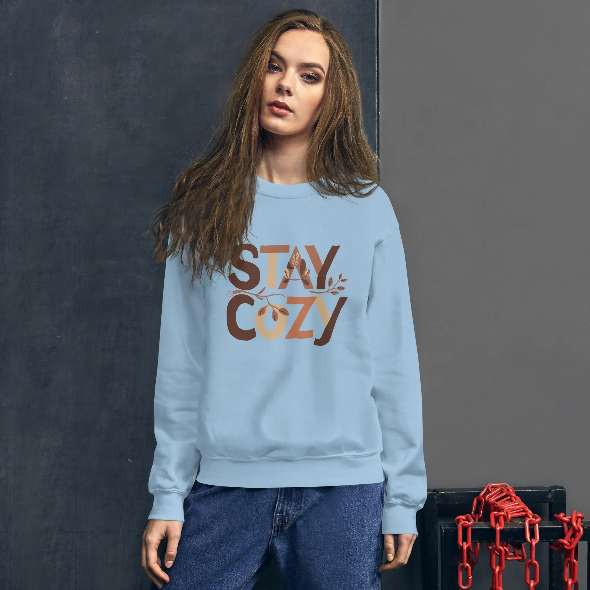 Unisex | Stay Cozy - Sweatshirt Sweatshirt AwRans Clothing unisex-crew-neck-sweatshirt-light-blue-front-675194193820c