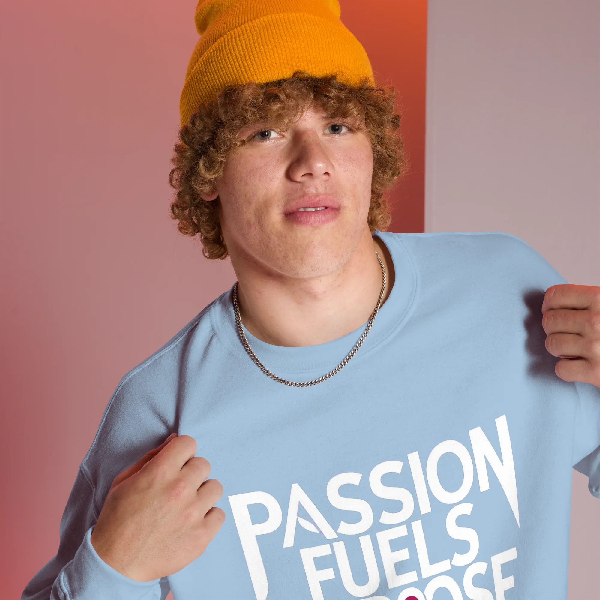 Unisex | Passion Fuels Purpose - Sweatshirt Sweatshirt AwRans Clothing unisex-crew-neck-sweatshirt-light-blue-right-front-675196d4df261