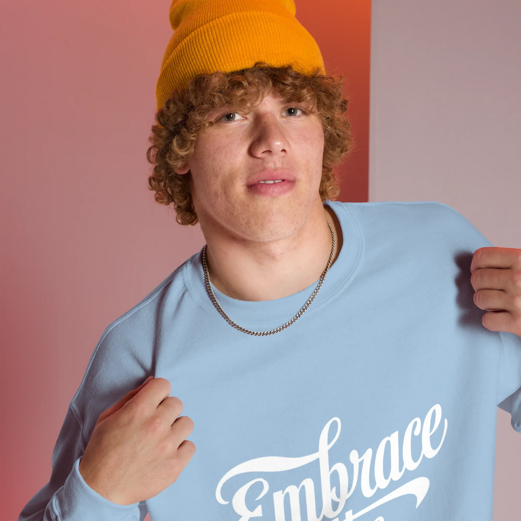 Unisex | Embrace The Journey - Sweatshirt Sweatshirt AwRans Clothing unisex-crew-neck-sweatshirt-light-blue-right-front-675198db5e66e