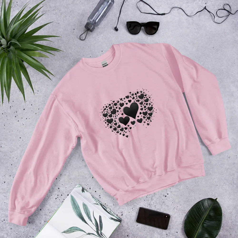 Unisex | Black And White Hearts Sweatshirt - AwRans Clothing
