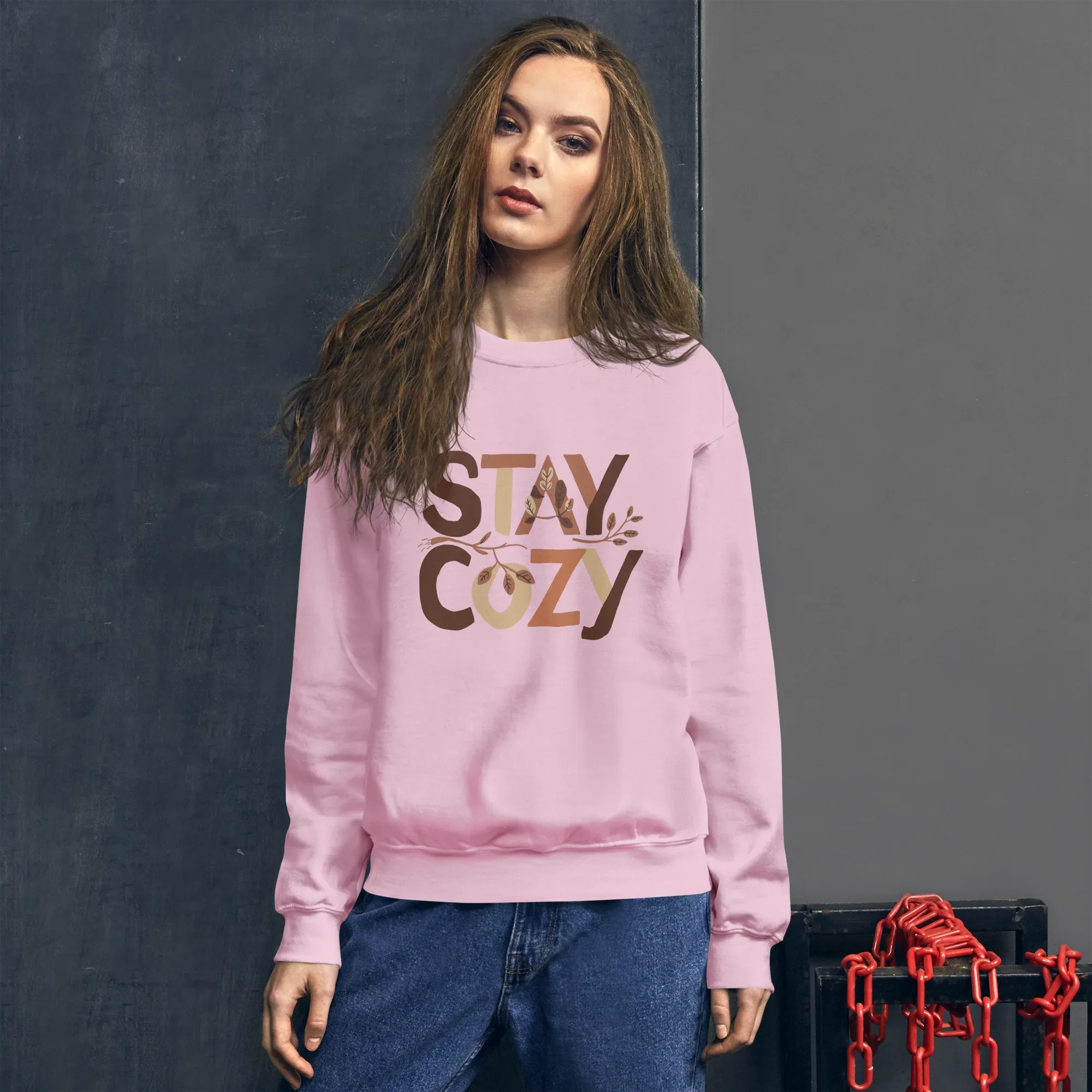 Unisex | Stay Cozy - Sweatshirt Sweatshirt AwRans Clothing unisex-crew-neck-sweatshirt-light-pink-front-6751941a0899c