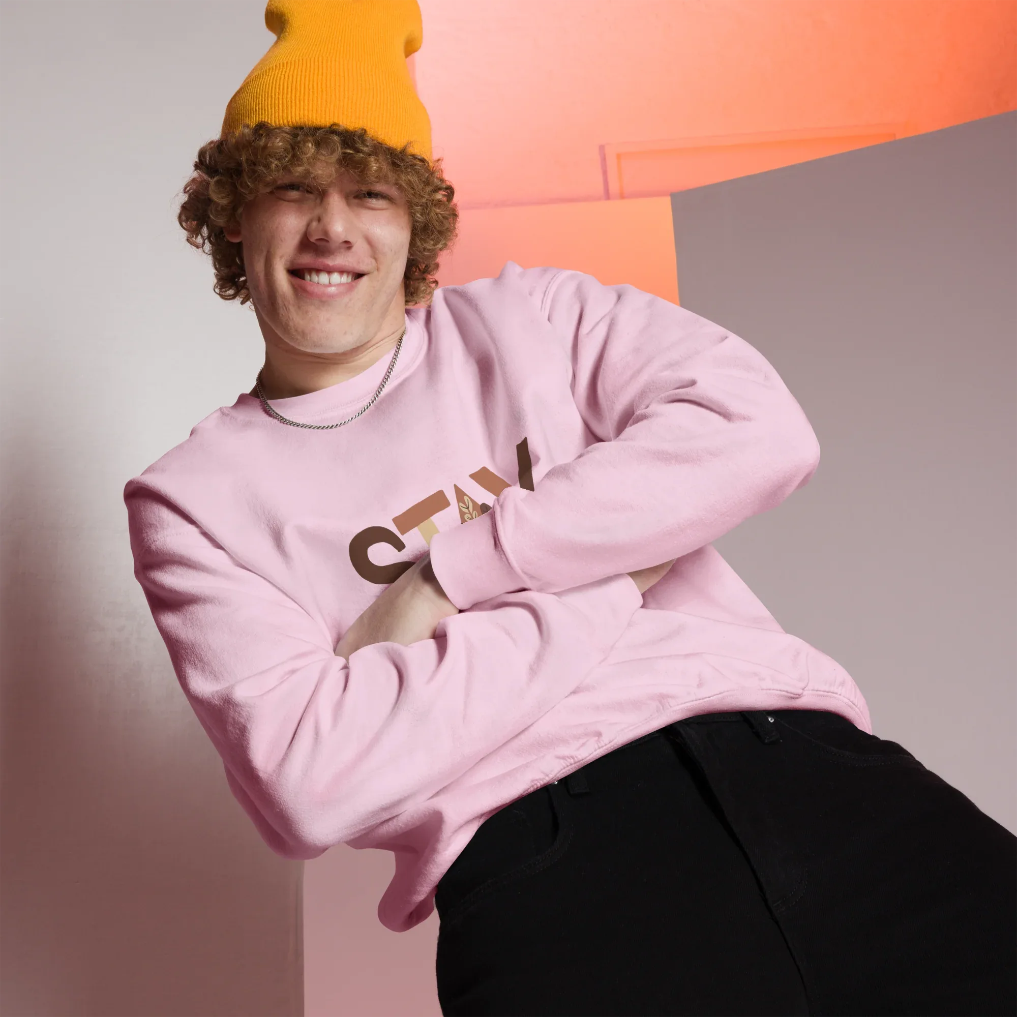 Unisex | Stay Cozy - Sweatshirt Sweatshirt AwRans Clothing unisex-crew-neck-sweatshirt-light-pink-front-6751941a1e52f