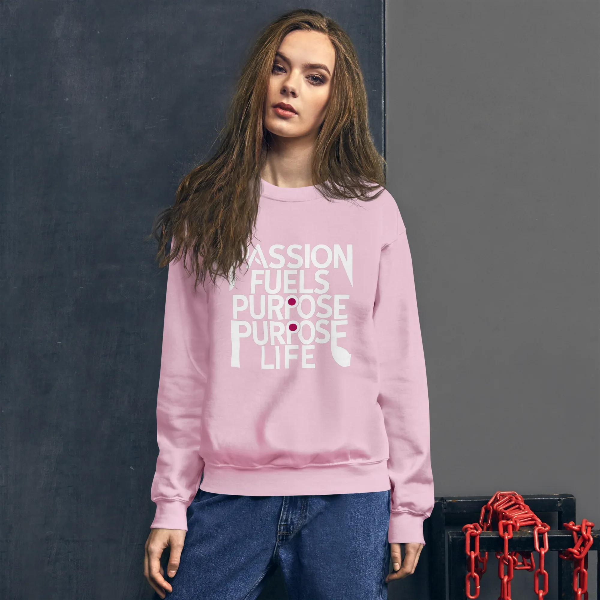 Unisex | Passion Fuels Purpose - Sweatshirt Sweatshirt AwRans Clothing unisex-crew-neck-sweatshirt-light-pink-front-675196d5b938a