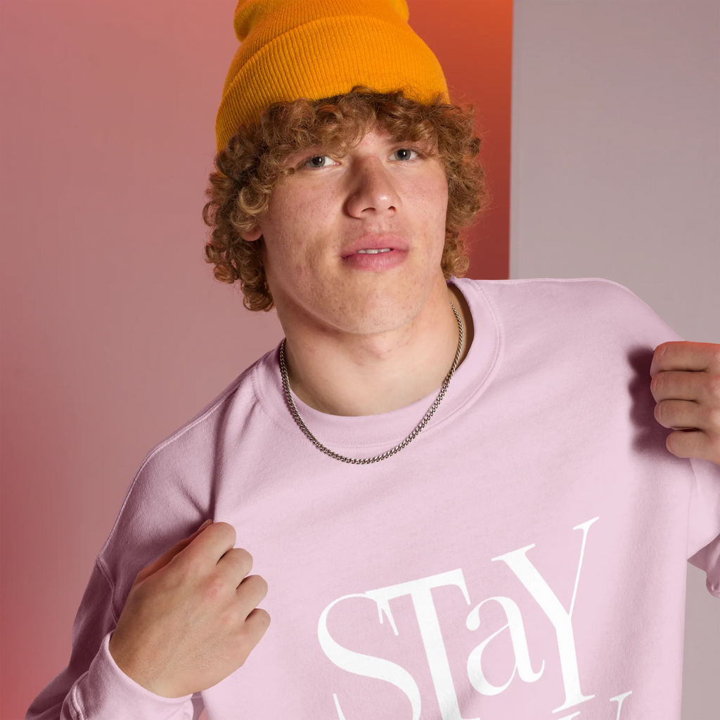 Unisex | Stay Cozy - Sweatshirt Sweatshirt AwRans Clothing unisex-crew-neck-sweatshirt-light-pink-right-front-675193330ad4b