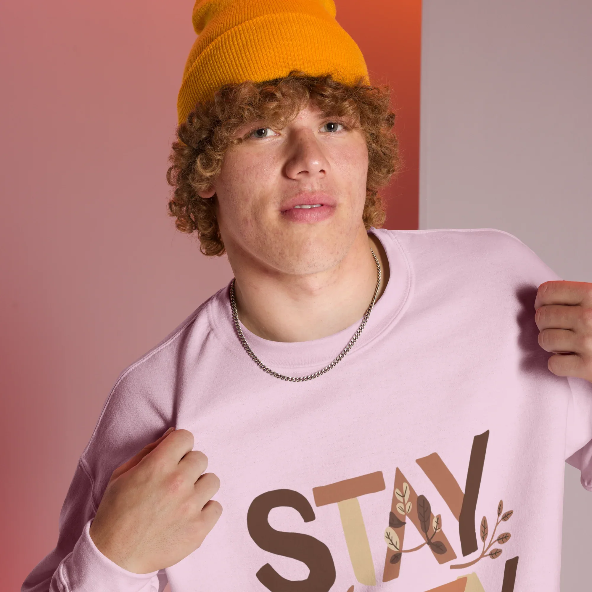 Unisex | Stay Cozy - Sweatshirt Sweatshirt AwRans Clothing unisex-crew-neck-sweatshirt-light-pink-right-front-6751941a307d1