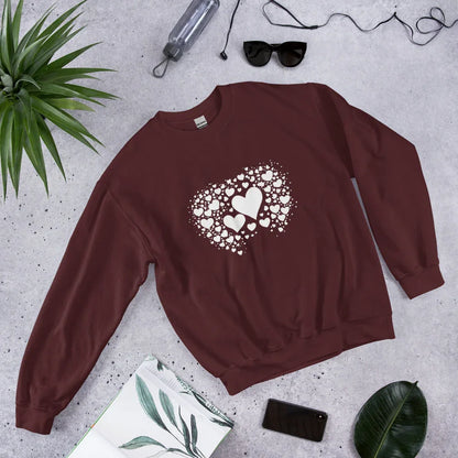 Unisex | Black And White Hearts Sweatshirt - AwRans Clothing