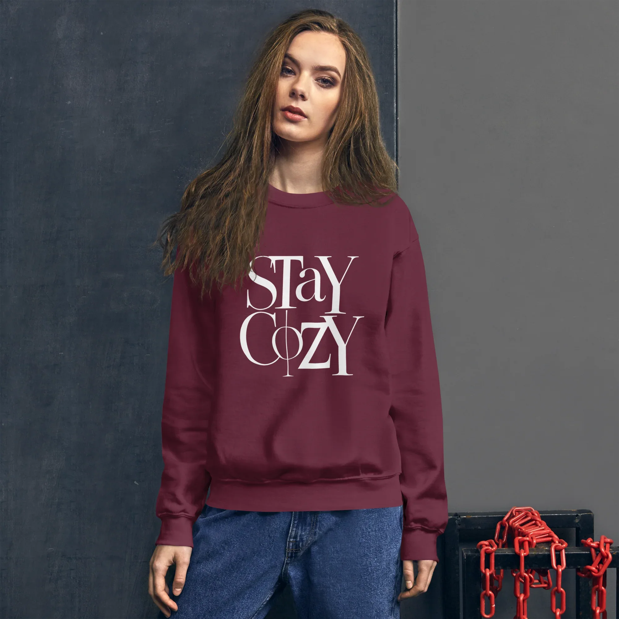Unisex | Stay Cozy - Sweatshirt Sweatshirt AwRans Clothing unisex-crew-neck-sweatshirt-maroon-front-67519330c6238