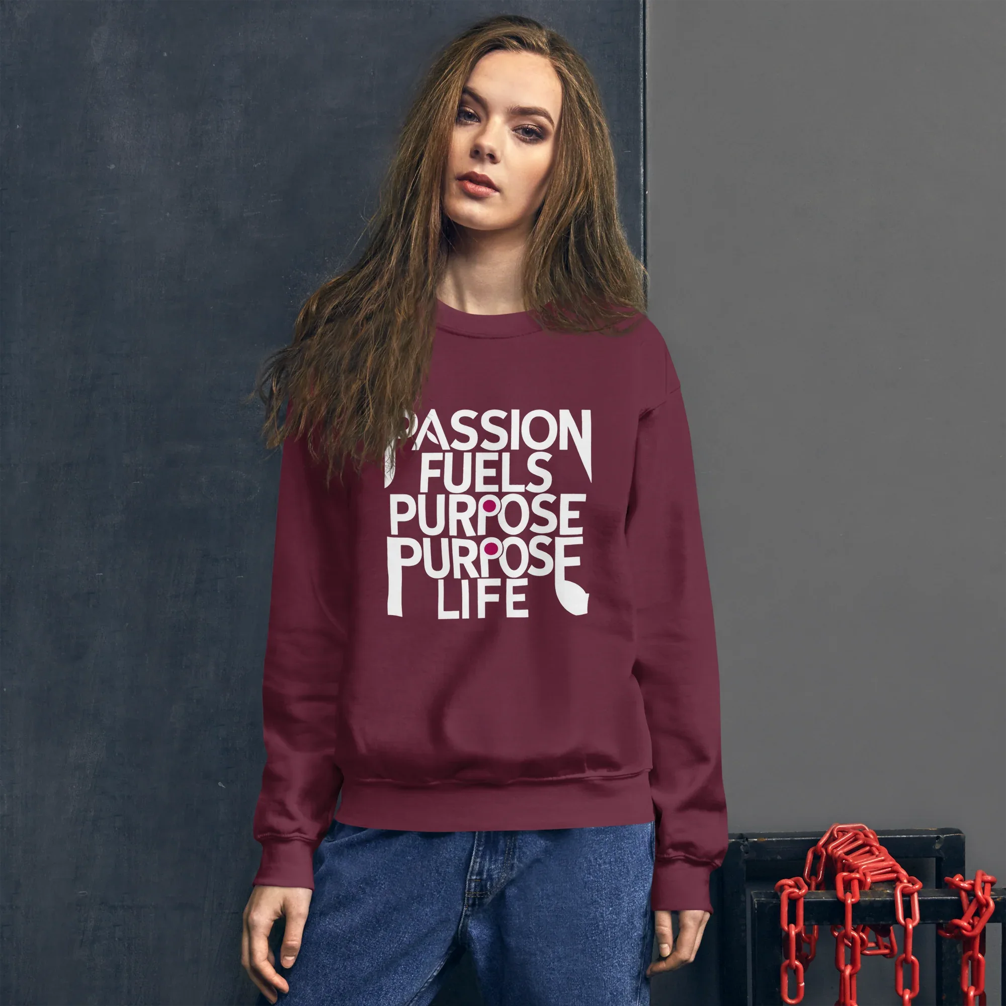 Unisex | Passion Fuels Purpose - Sweatshirt Sweatshirt AwRans Clothing unisex-crew-neck-sweatshirt-maroon-front-675196d38f6d6