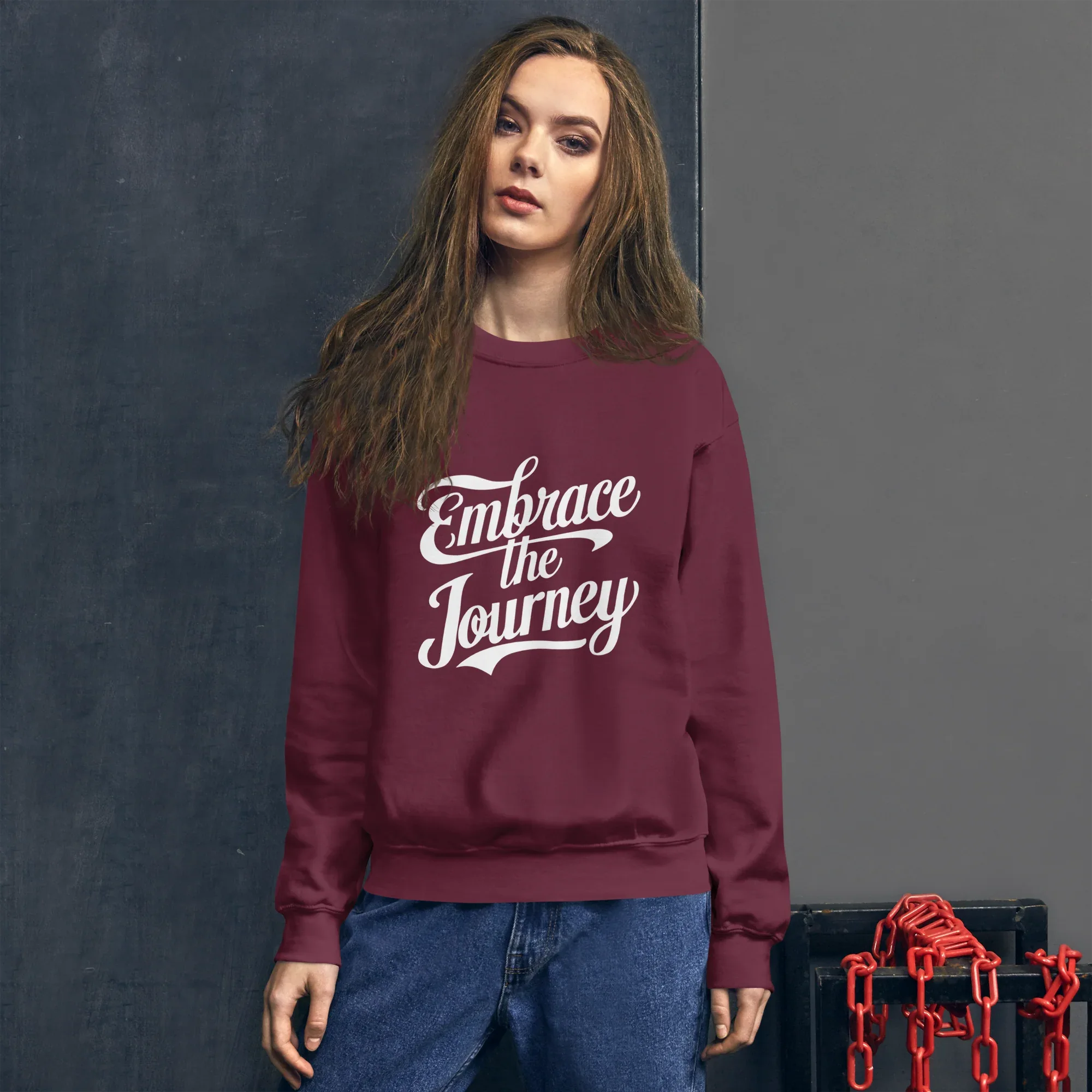 Unisex | Embrace The Journey - Sweatshirt Sweatshirt AwRans Clothing unisex-crew-neck-sweatshirt-maroon-front-675198da3697b