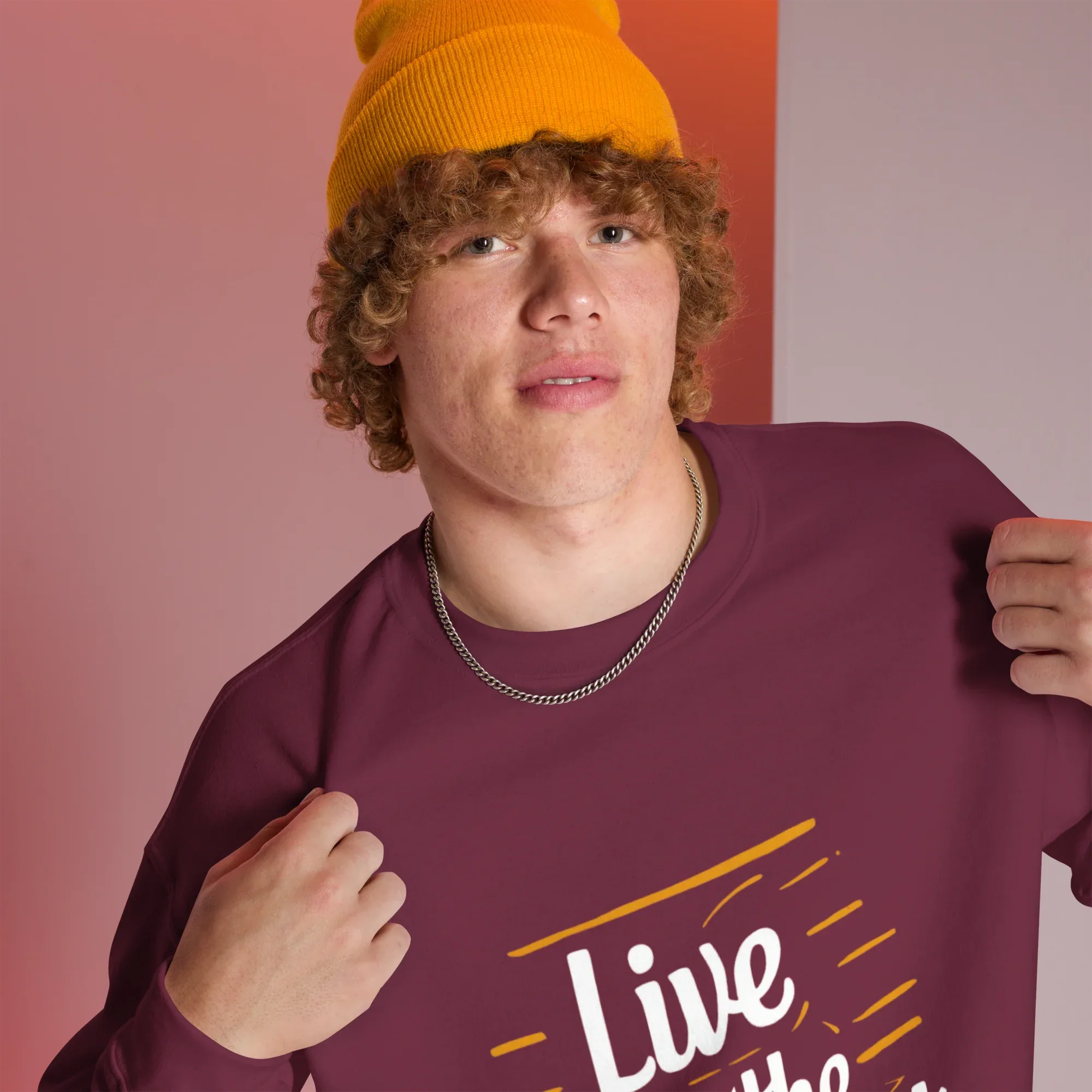 Unisex | Live In The Moment Sweatshirt Sweatshirt AwRans Clothing unisex-crew-neck-sweatshirt-maroon-right-front-67518c570c330_709bd89a-d5bf-4cff-b1d3-b1dbf37e5796