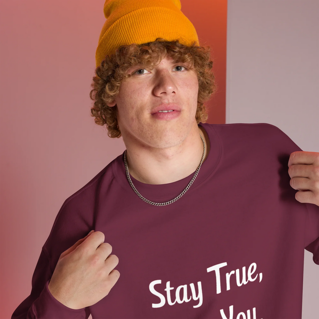 Unisex | Stay True, Stay You, Stay Strong - Sweatshirt Sweatshirt AwRans Clothing unisex-crew-neck-sweatshirt-maroon-right-front-67518d840ec94_43e71c20-545c-4503-a311-41e40081cb78