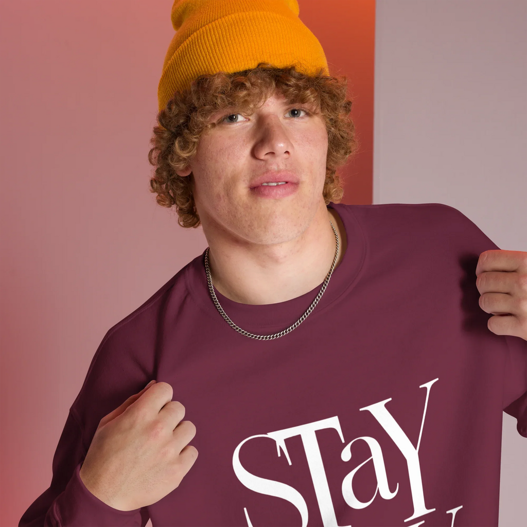 Unisex | Stay Cozy - Sweatshirt Sweatshirt AwRans Clothing unisex-crew-neck-sweatshirt-maroon-right-front-67519330d2a72