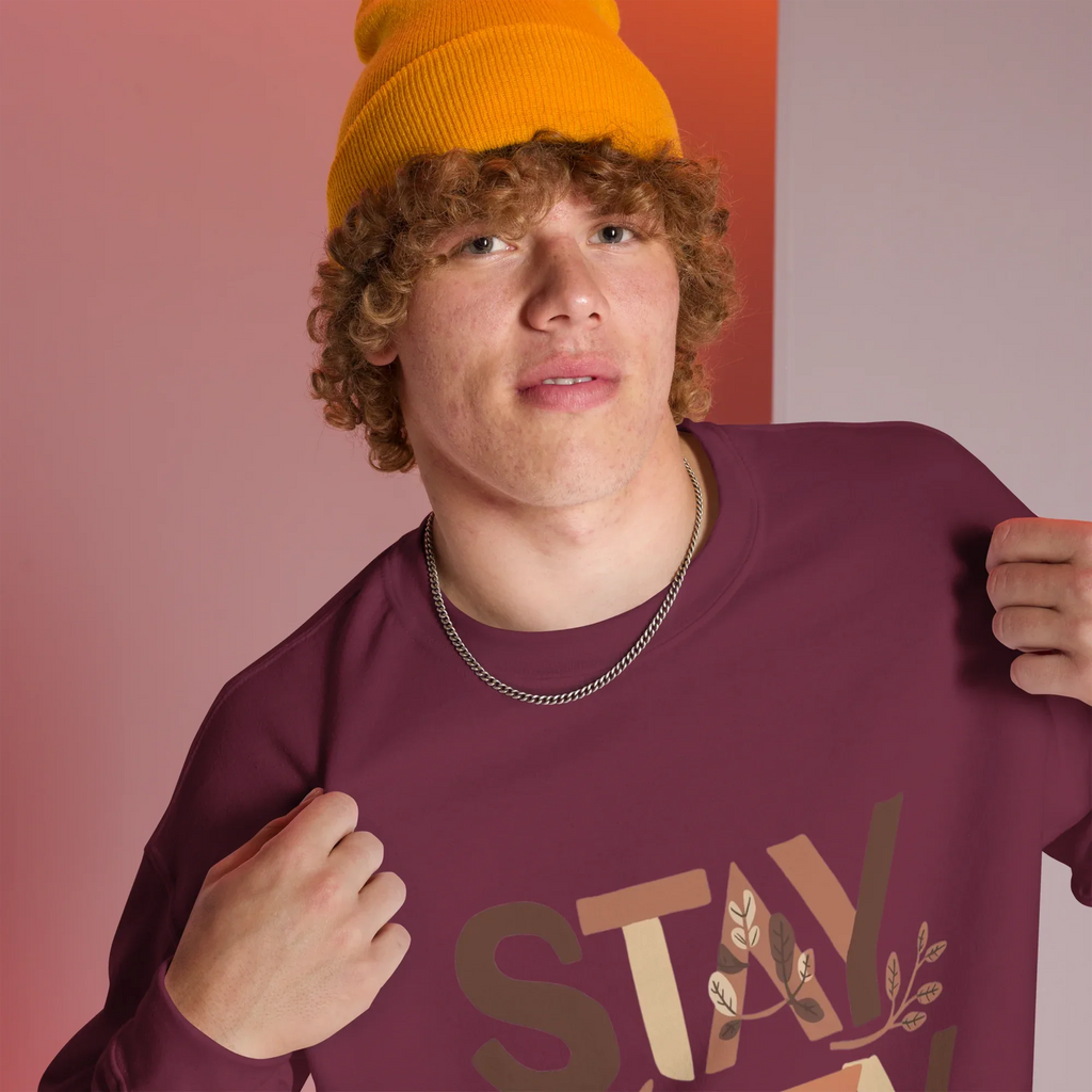 Unisex | Stay Cozy - Sweatshirt Sweatshirt AwRans Clothing unisex-crew-neck-sweatshirt-maroon-right-front-67519418479a3