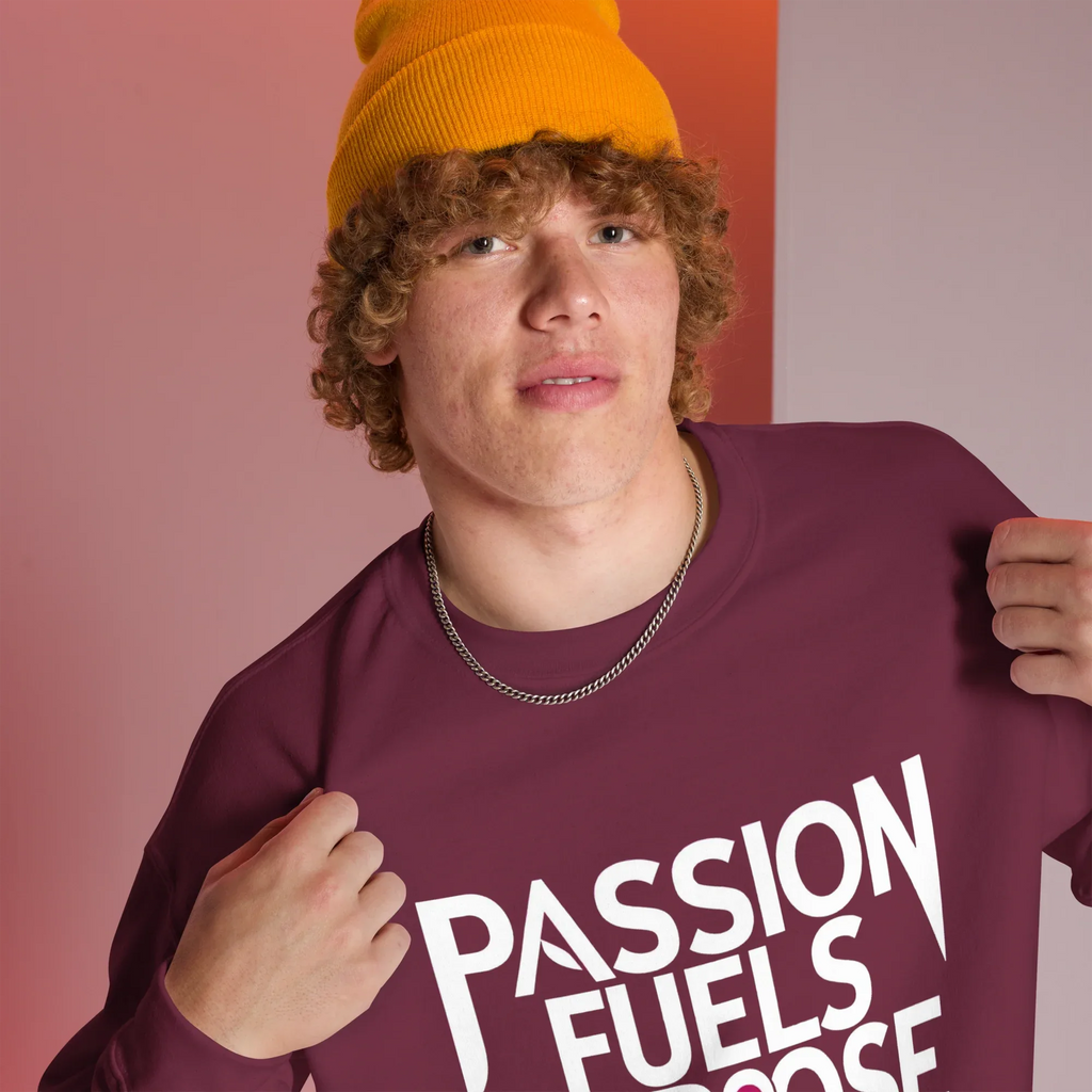 Unisex | Passion Fuels Purpose - Sweatshirt Sweatshirt AwRans Clothing unisex-crew-neck-sweatshirt-maroon-right-front-675196d39767d