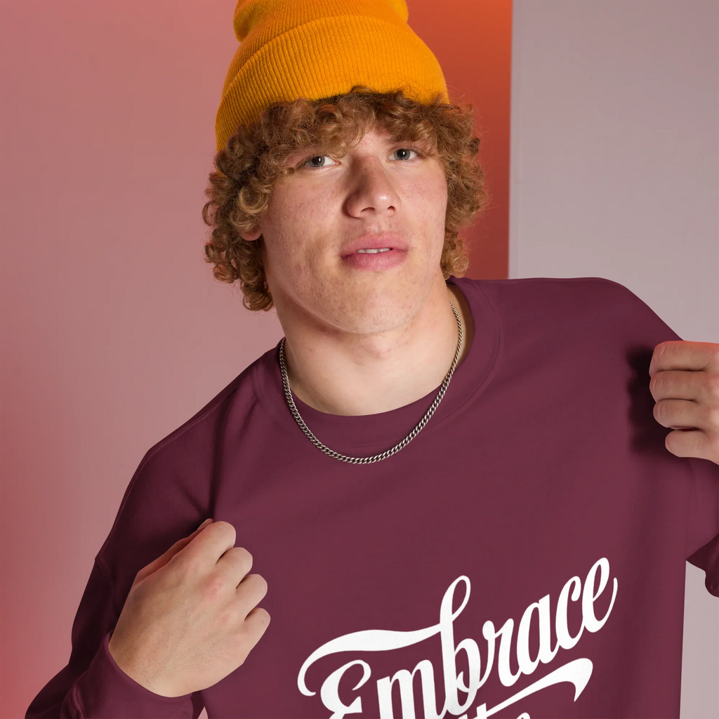 Unisex | Embrace The Journey - Sweatshirt Sweatshirt AwRans Clothing unisex-crew-neck-sweatshirt-maroon-right-front-675198da40867