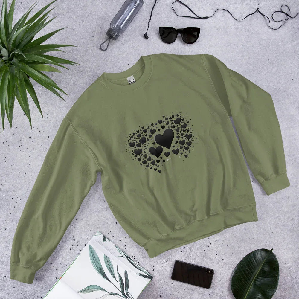 Unisex | Black And White Hearts Sweatshirt - AwRans Clothing