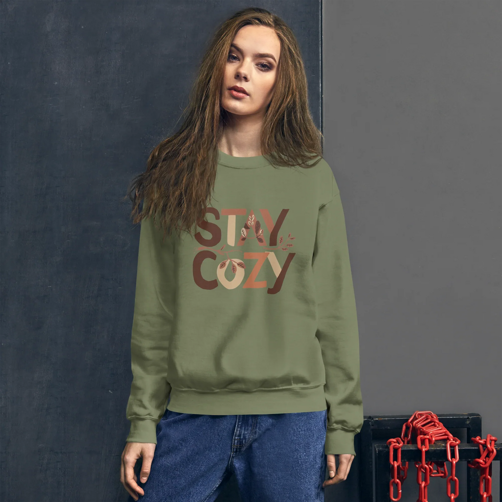 Unisex | Stay Cozy - Sweatshirt Sweatshirt AwRans Clothing unisex-crew-neck-sweatshirt-military-green-front-6751941905c29