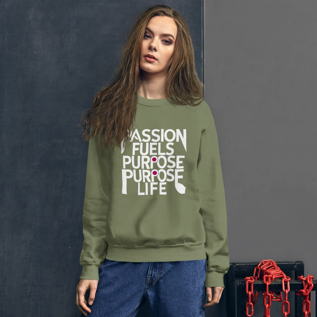 Unisex | Passion Fuels Purpose - Sweatshirt Sweatshirt AwRans Clothing unisex-crew-neck-sweatshirt-military-green-front-675196d47ca14