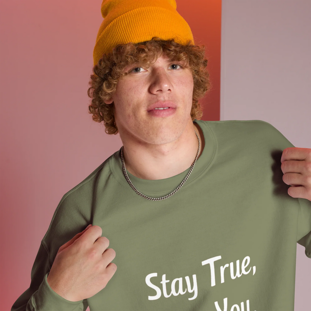 Unisex | Stay True, Stay You, Stay Strong - Sweatshirt Sweatshirt AwRans Clothing unisex-crew-neck-sweatshirt-military-green-right-front-67518d84f1ec1_20b3e562-cde1-4aa8-a383-af8a5c09c809